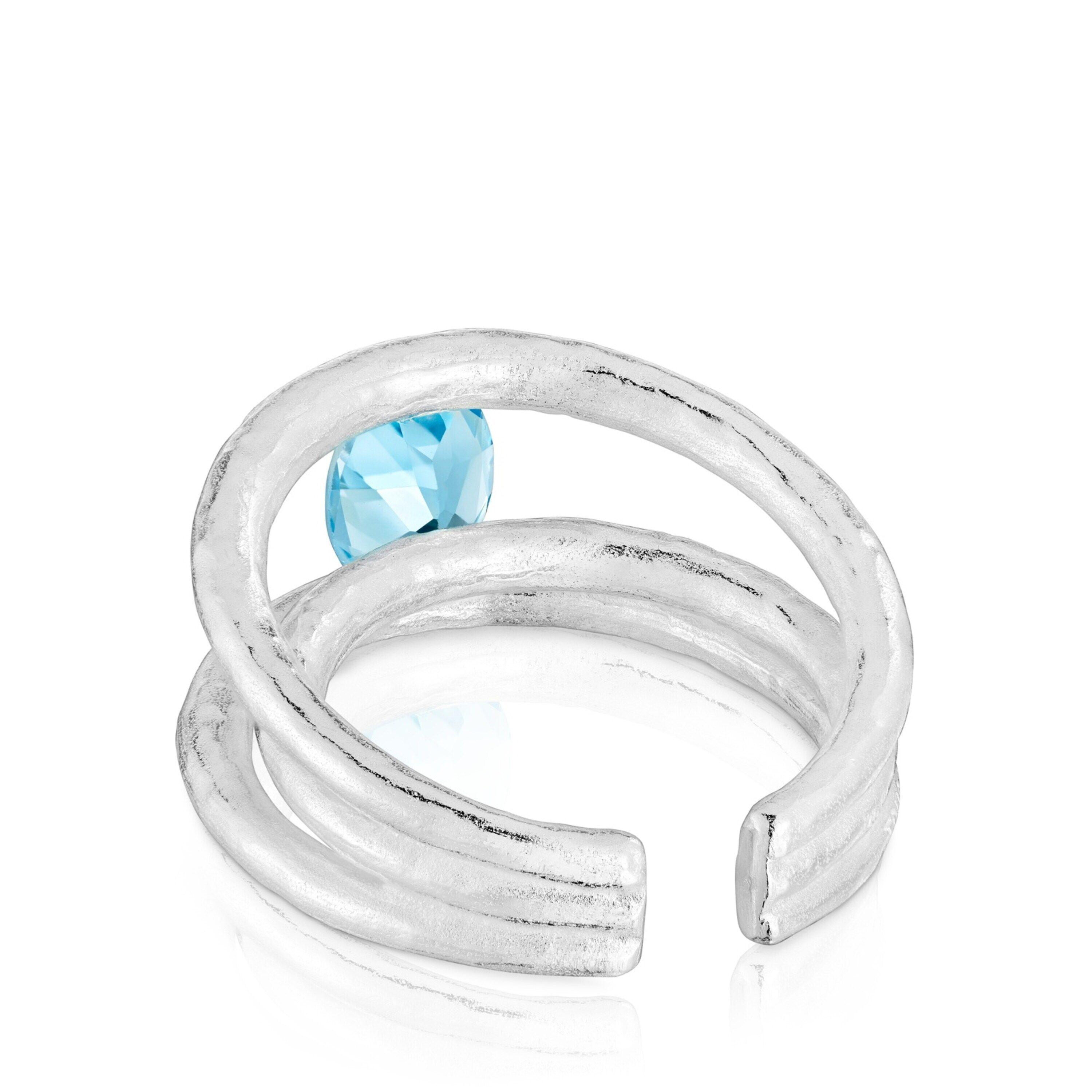 Anillo abierto de plata y topacio Duna-2