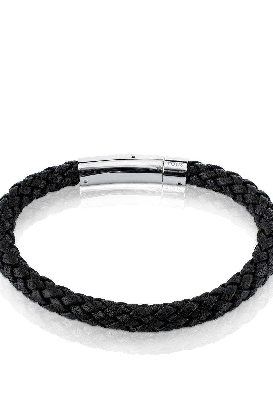 Pulsera Tous Man en acero y cuero trenzado-1