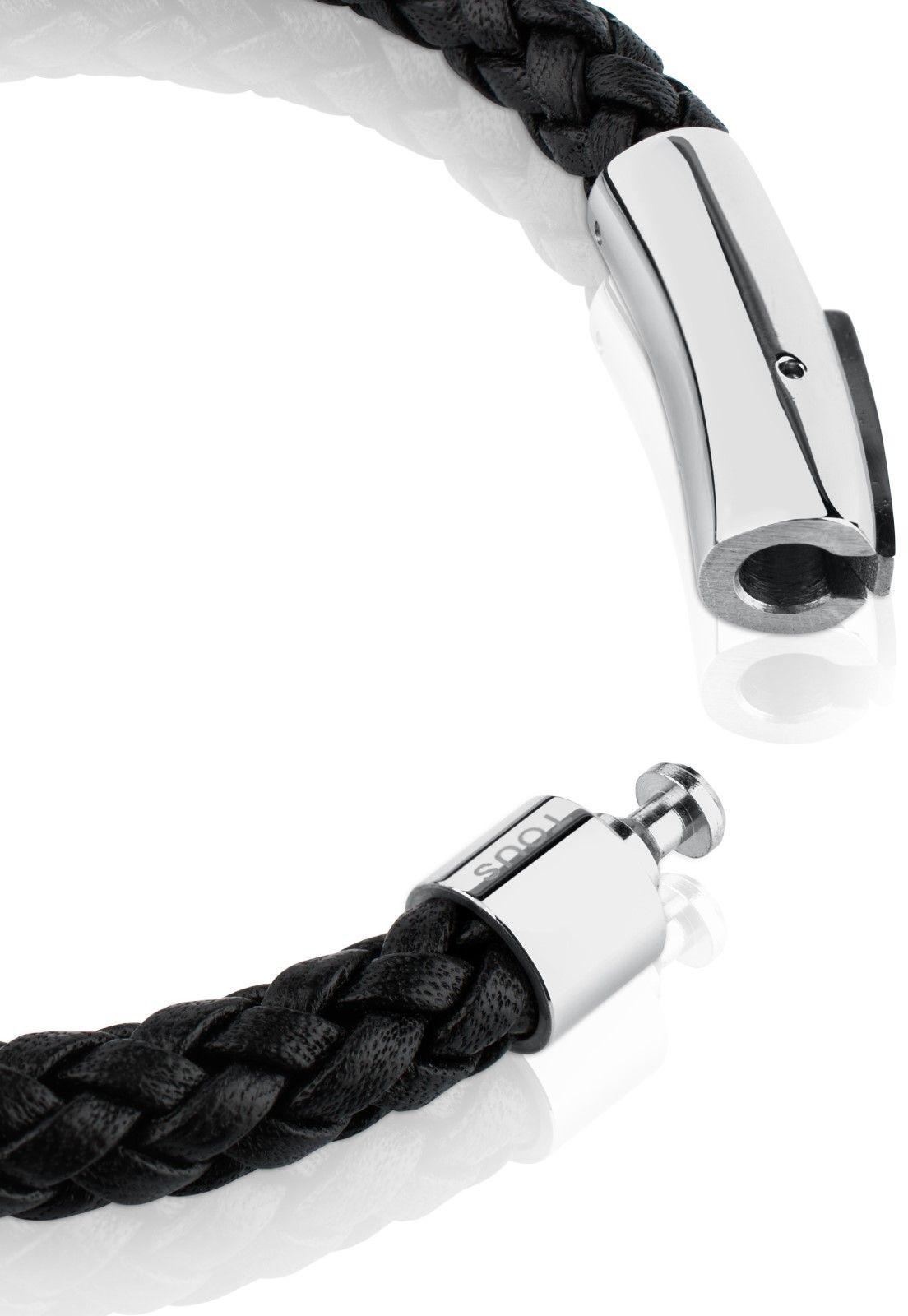 Pulsera Tous Man en acero y cuero trenzado-2