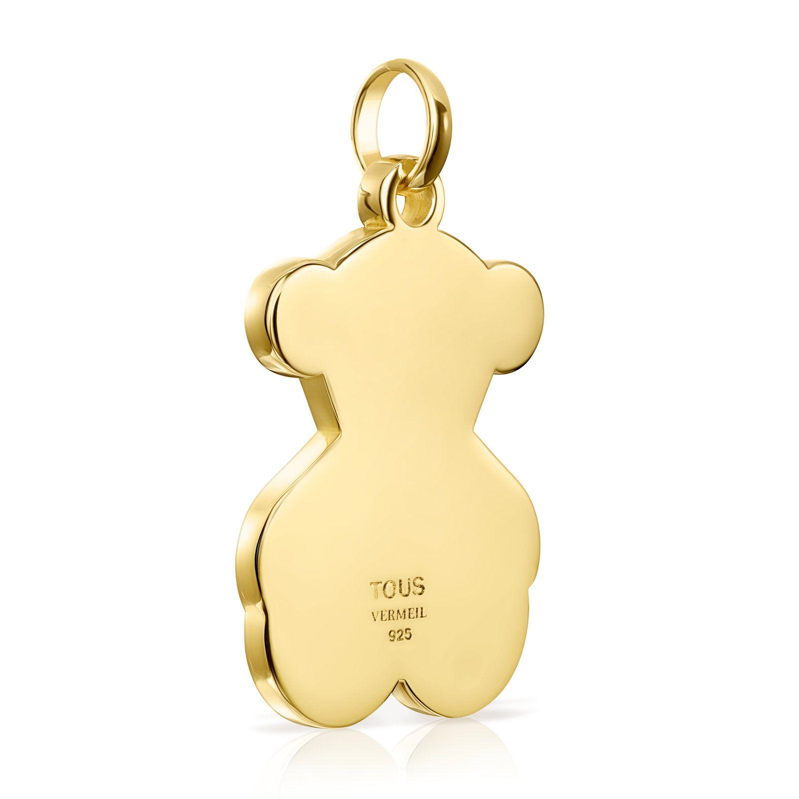 Colgante grande Sweet Dolls de plata con baño de oro y oso-2