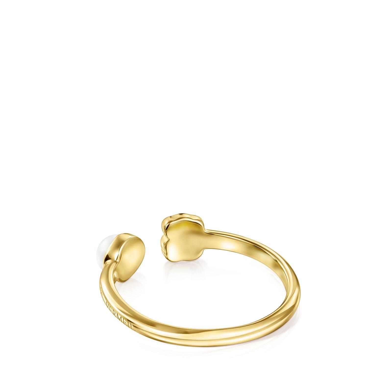 Anillo Tous Glory de Plata Vermeil con Ónix y Perla-2