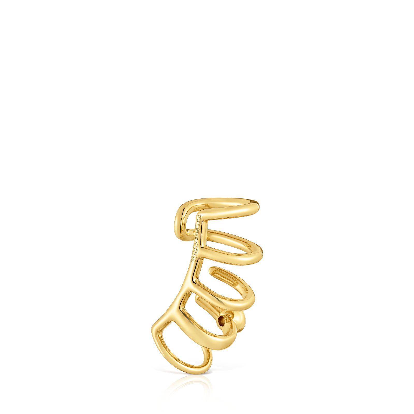 Earcuff 5 aros con baño de oro 18 kt plata y diamante de lab-2