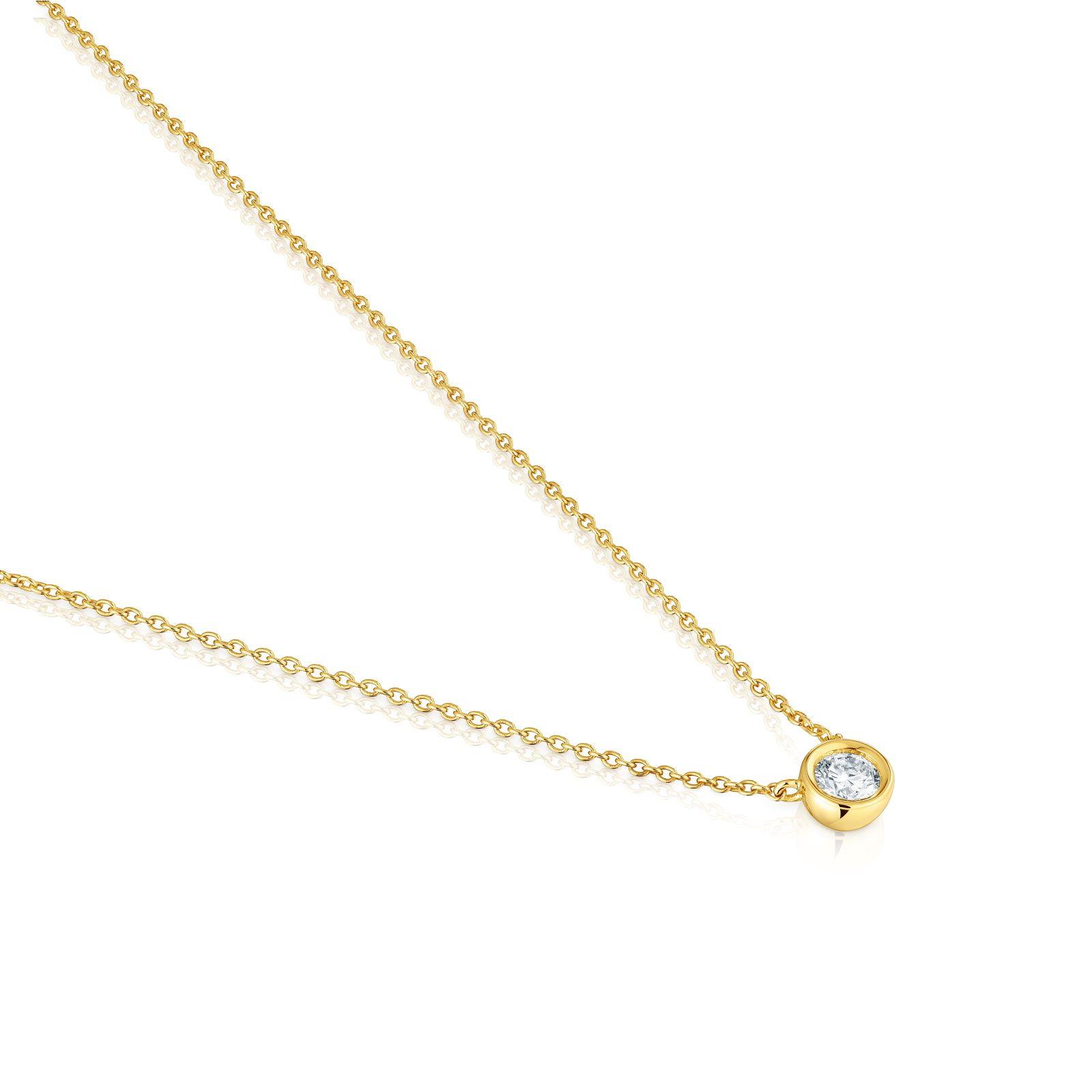Collar corto baño de oro 18 kt sobre plata y diamante de lab-2