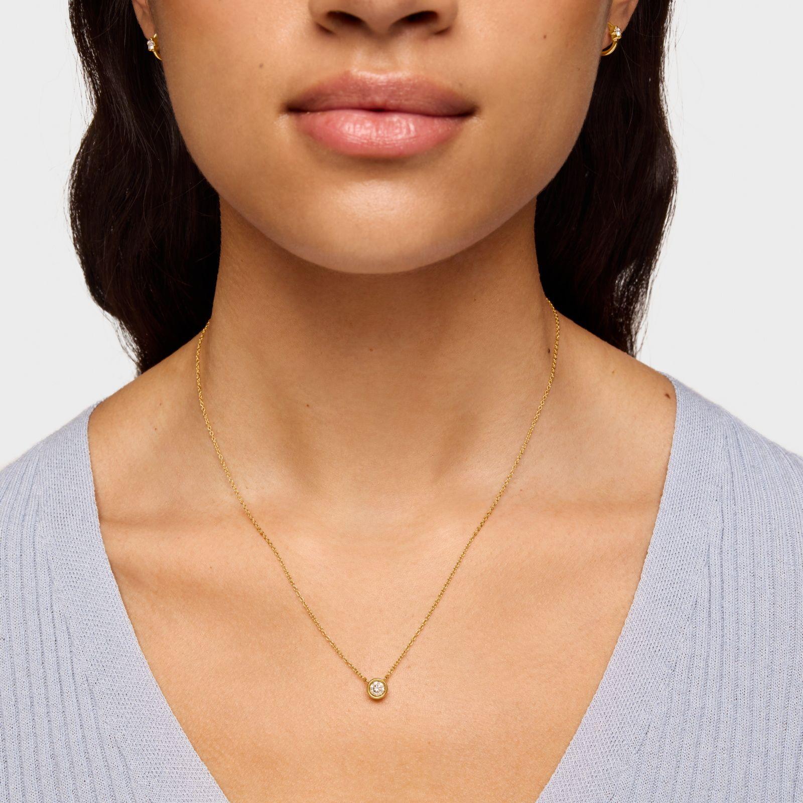 Collar corto baño de oro 18 kt sobre plata y diamante de lab-6
