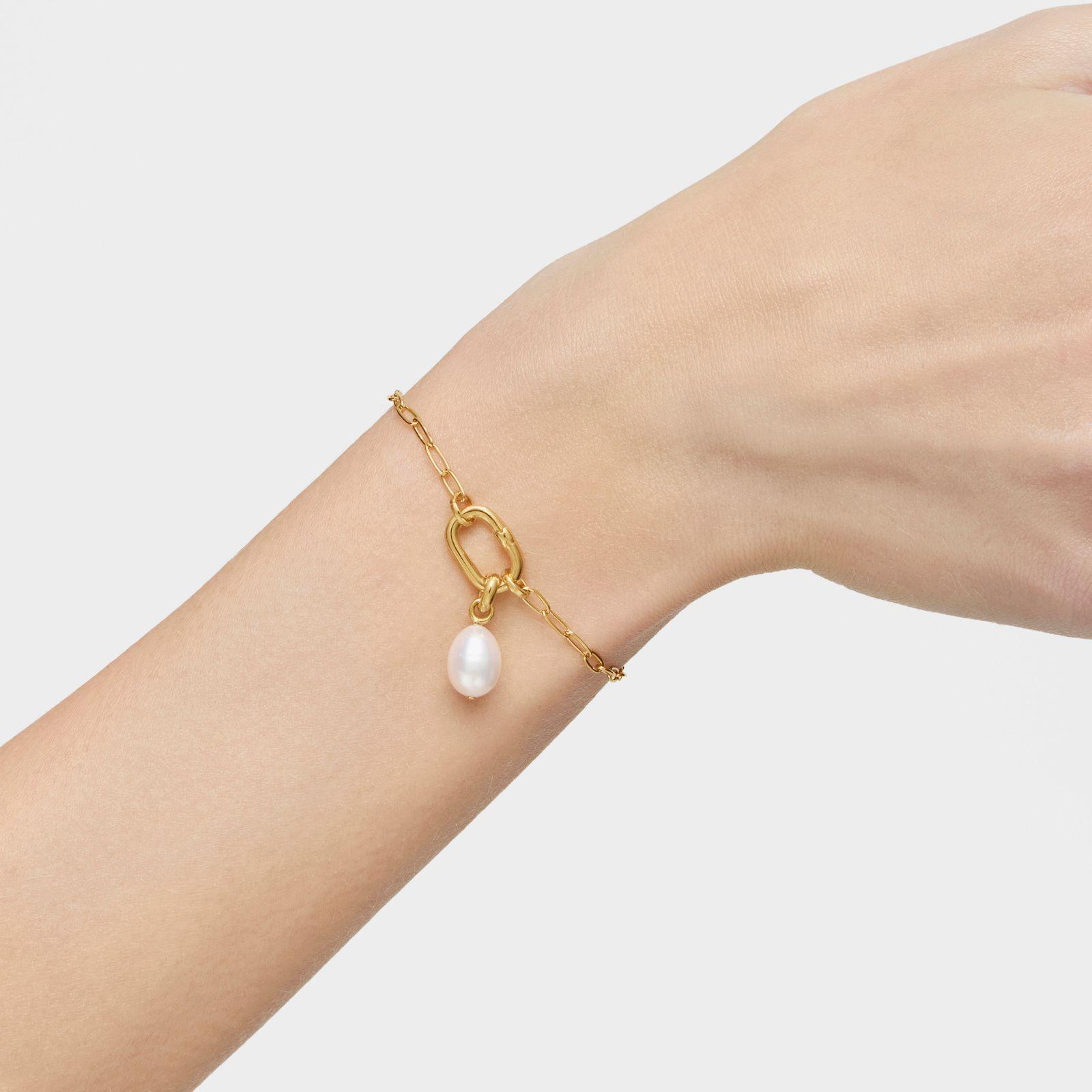 Pulsera cadena con baño de oro 18 kt sobre plata Hold Oval-3