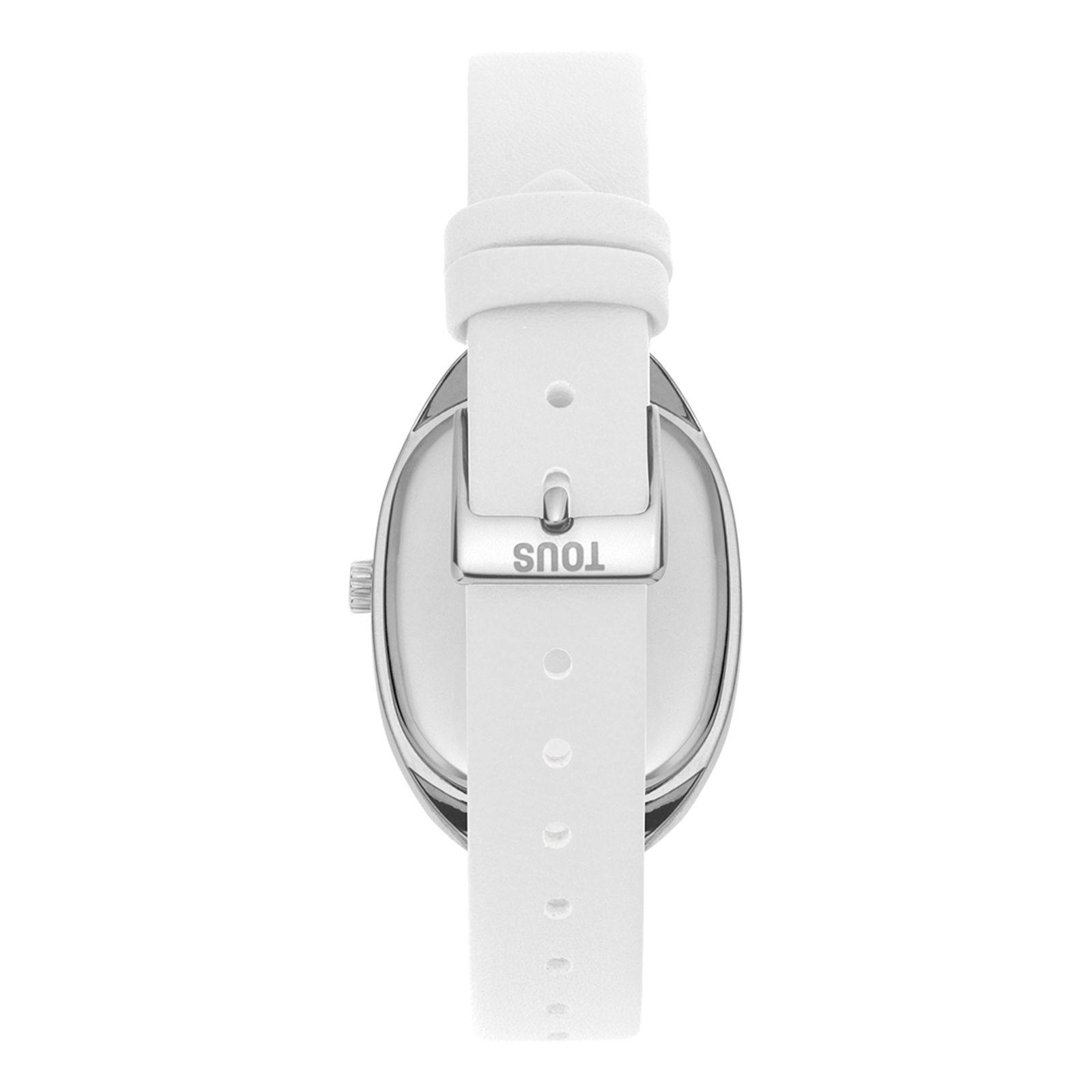 Reloj analógico de acero con correa de piel blanca Heritage-2