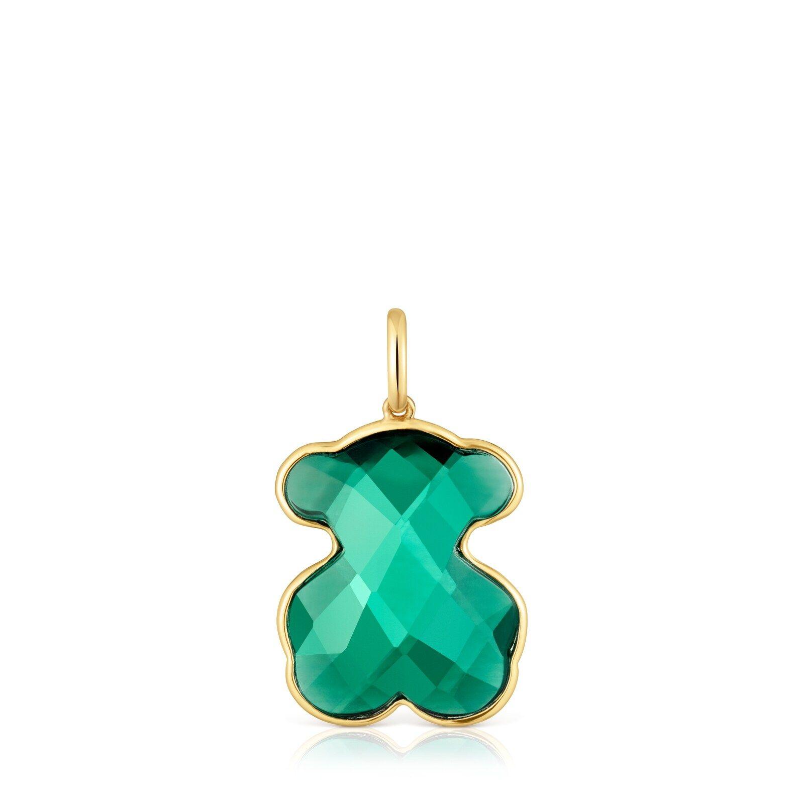 Colgante oso de oro 14 kt y esmeralda de lab Icon Color-0