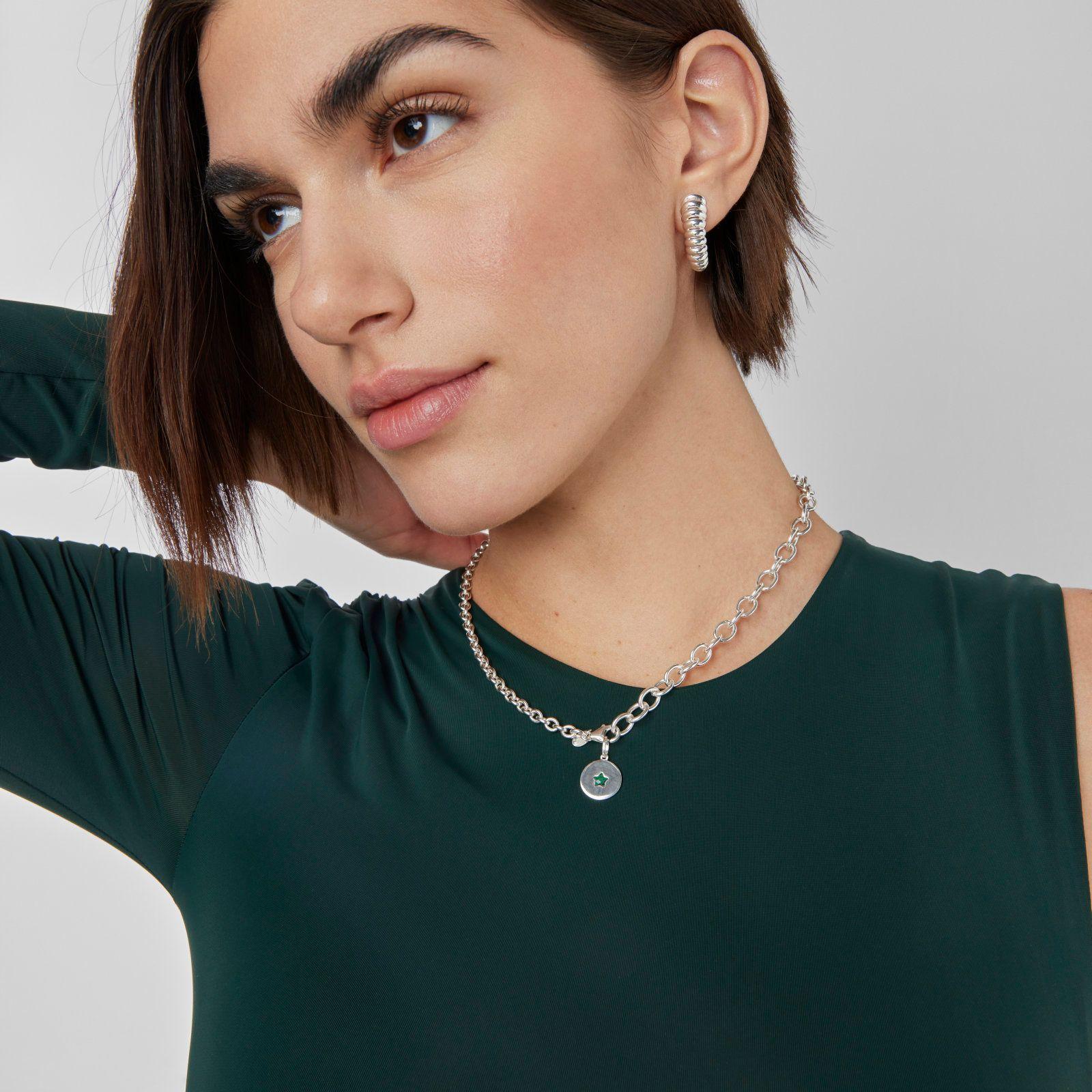 Colgante medalla de plata y malaquita estrella Aelita-6