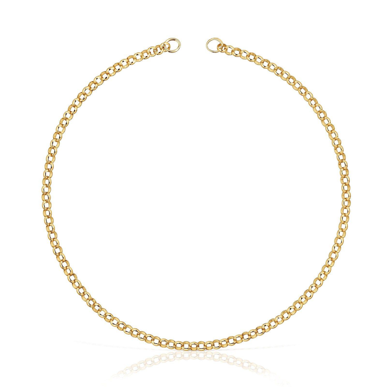 Gargantilla Hold de plata con baño de oro 18 kt, 42cm.-0