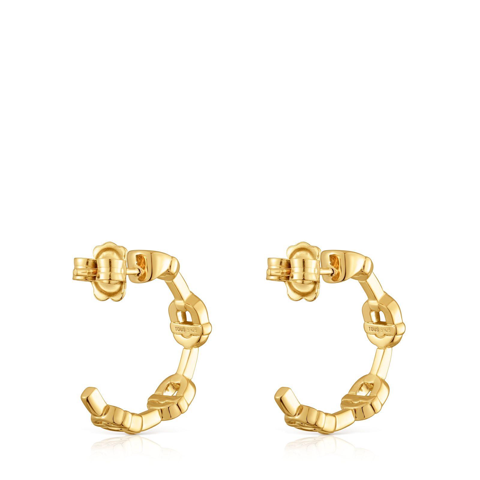 Pendientes de aro logo con baño de oro 18 kt sobre plata-2