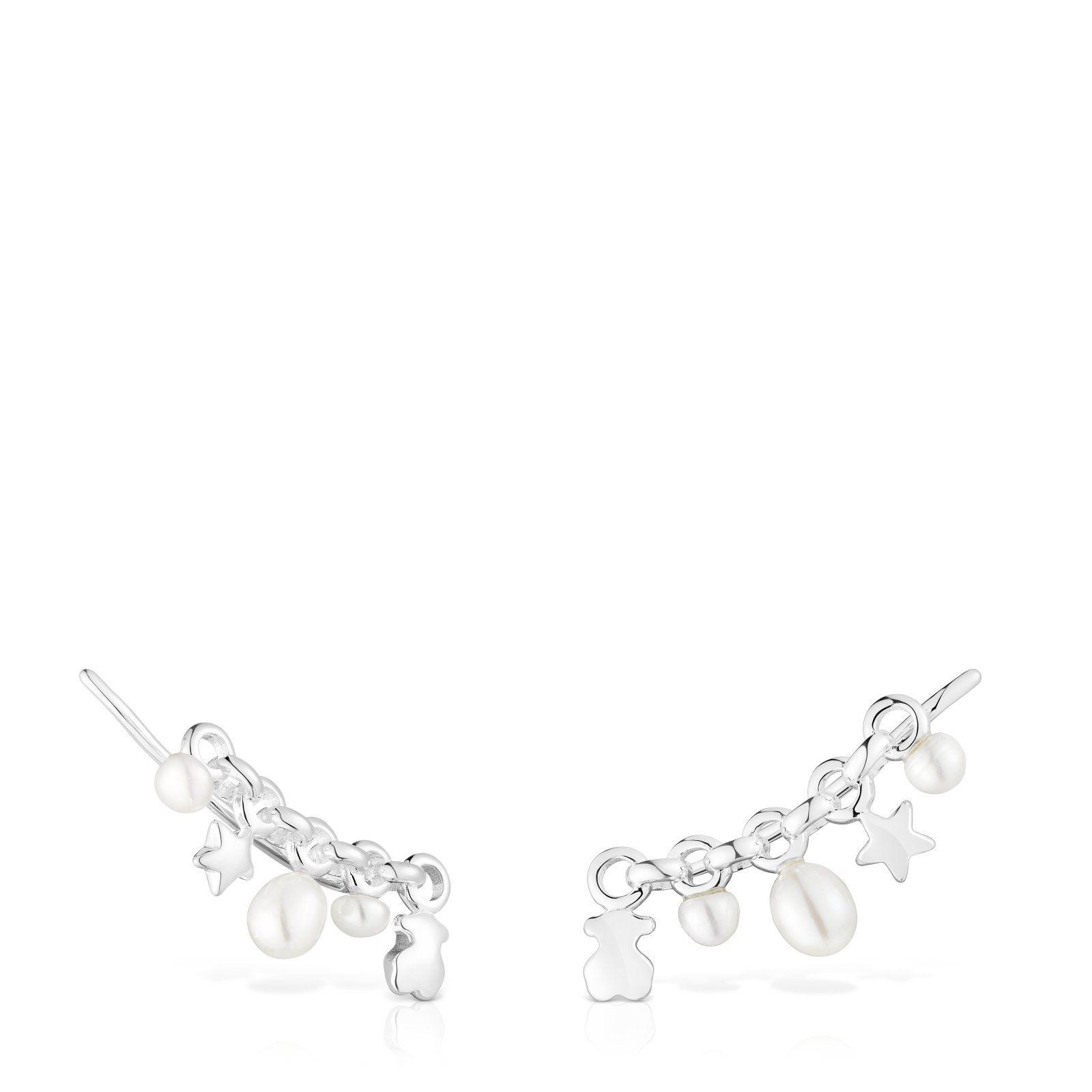 Aro Earcuff de plata con barra y motivos Mini Icons Tous-0