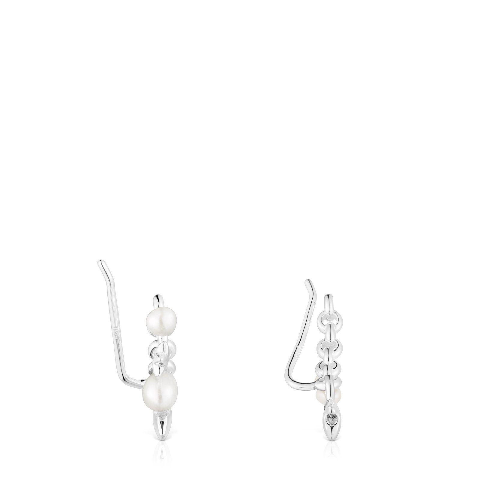 Aro Earcuff de plata con barra y motivos Mini Icons Tous-1