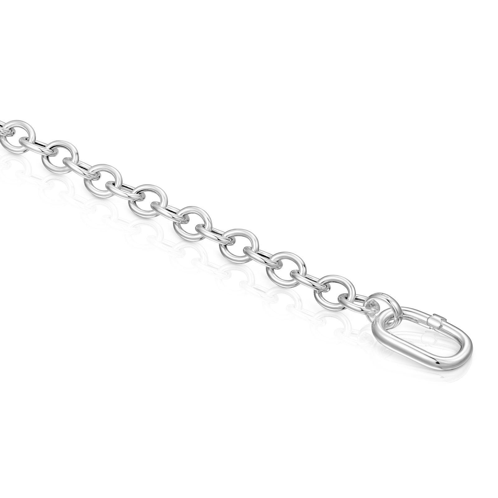 Pulsera cadena de plata y anilla Hold Oval-2