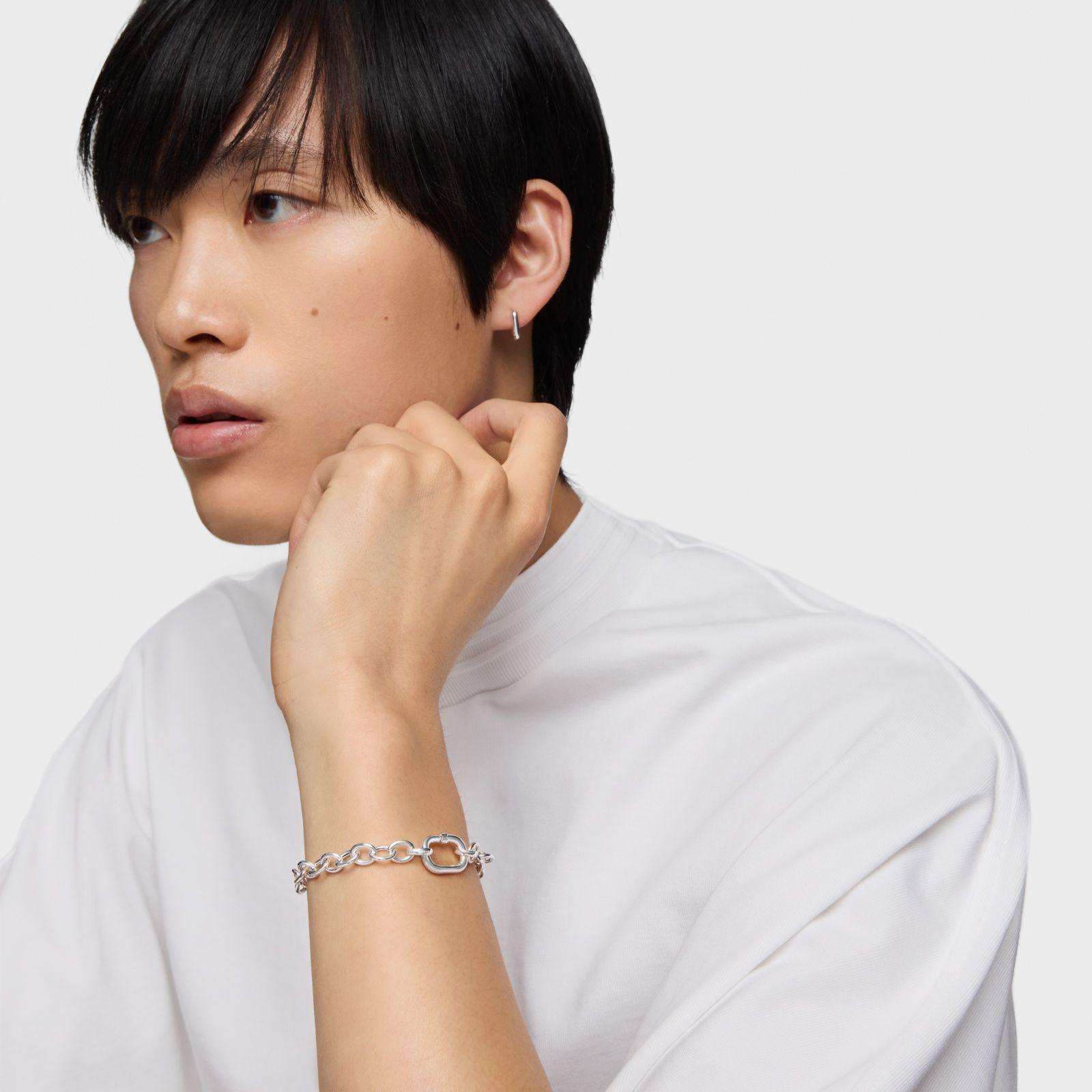 Pulsera cadena de plata y anilla Hold Oval-4