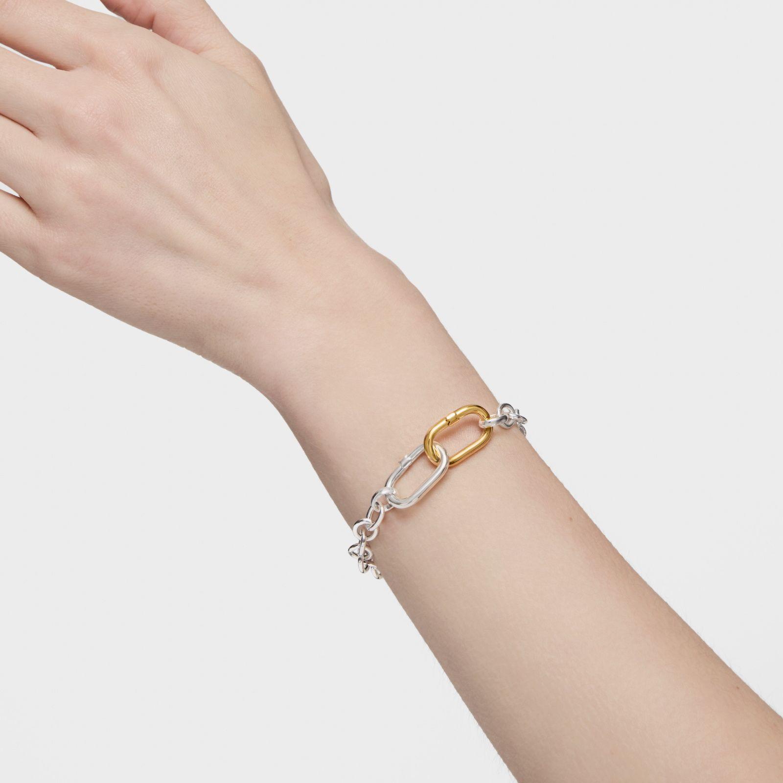 Pulsera cadena de plata y anilla Hold Oval-5