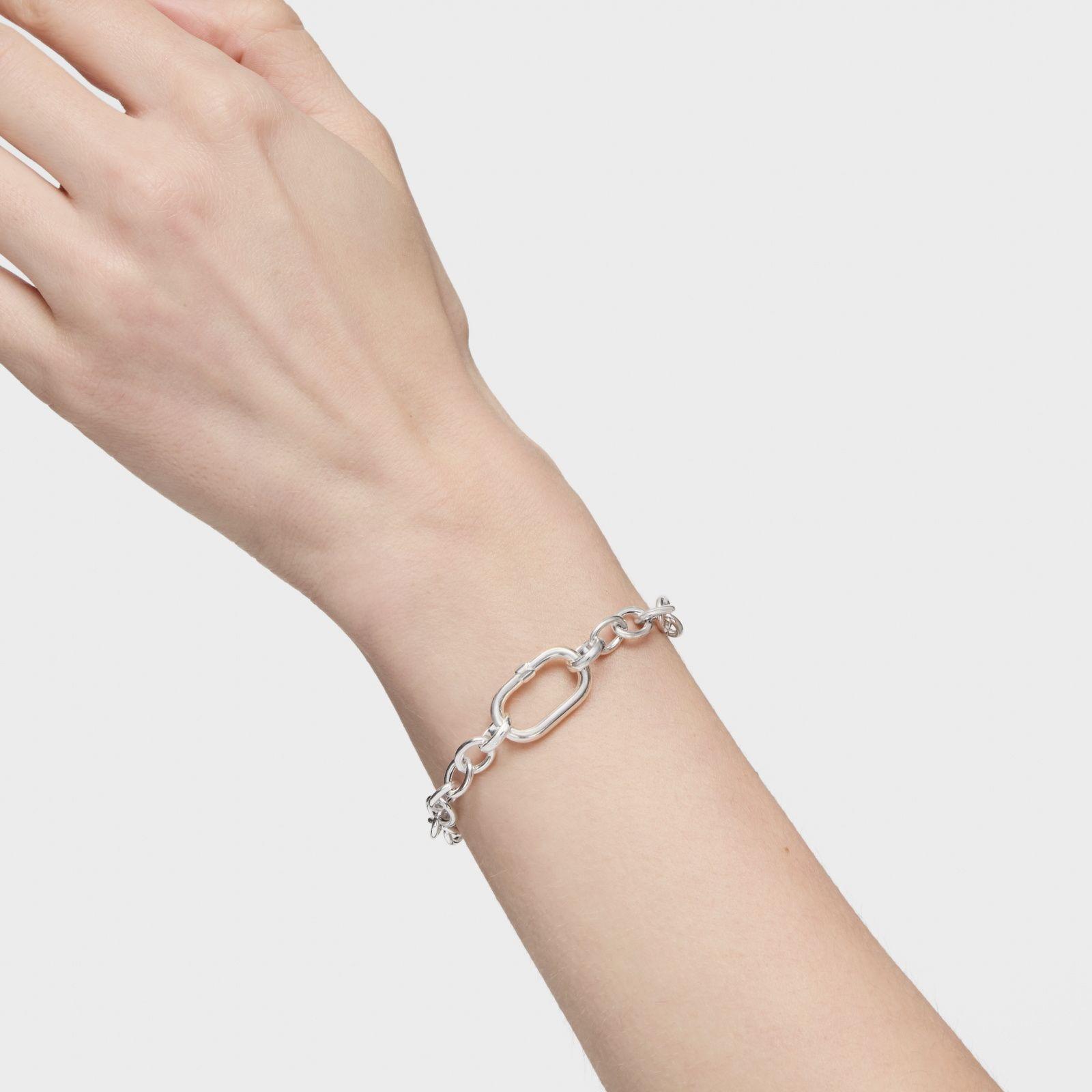 Pulsera cadena de plata y anilla Hold Oval-6