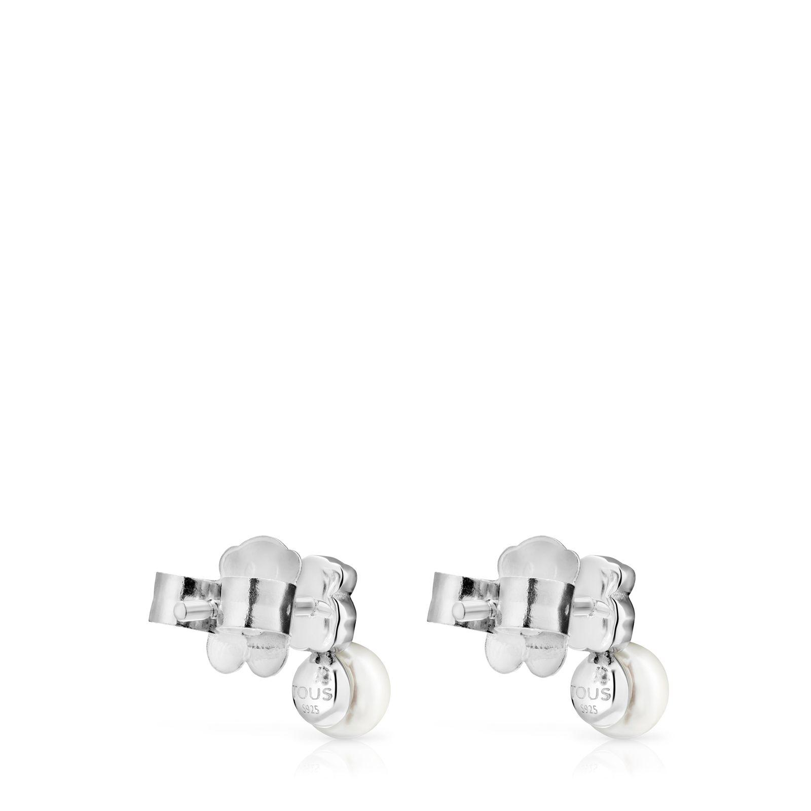 Pendientes Tous Mini Color de Plata con Amazonita y Perla-2