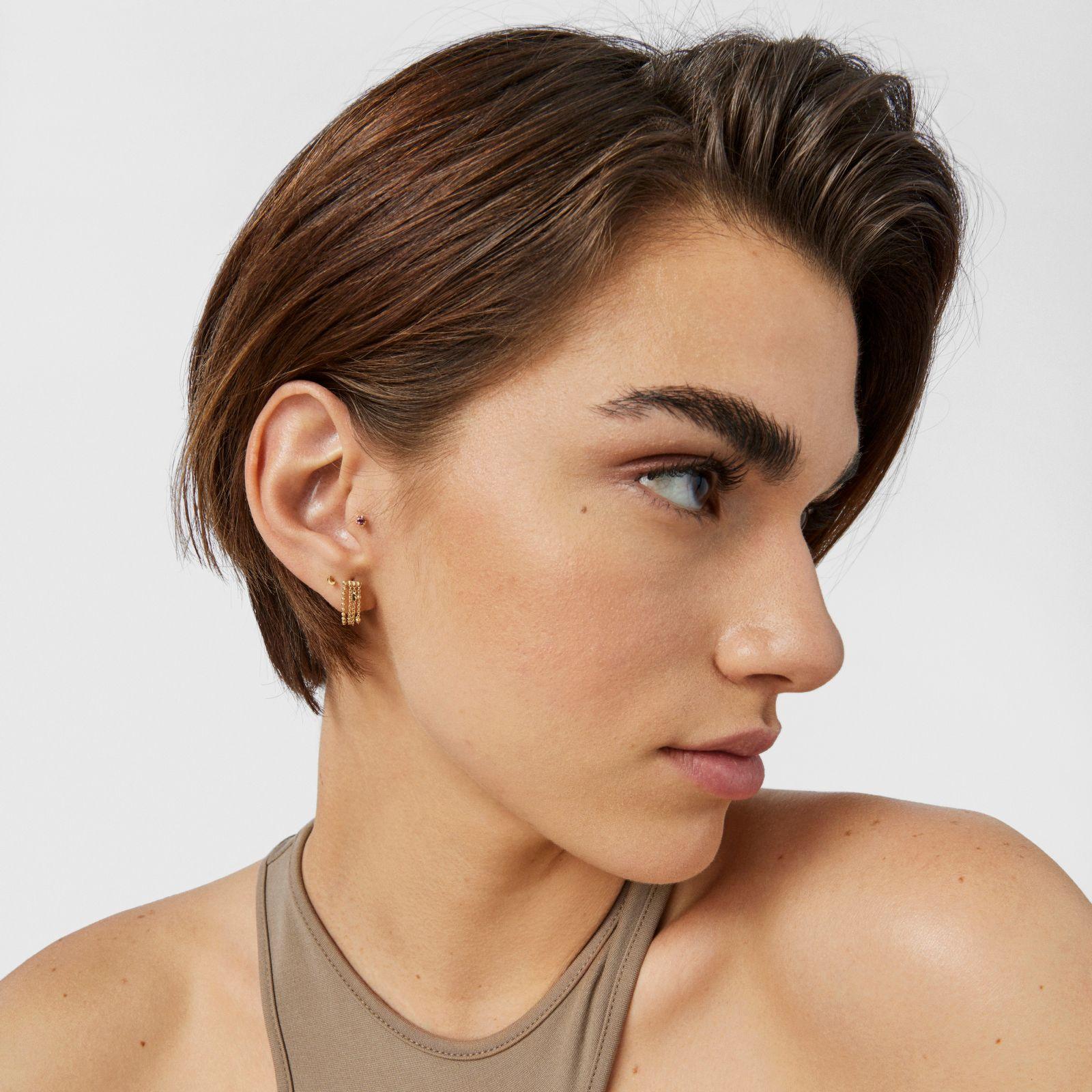 Pendientes de oro con cuatro cadenas Cool Joy-3