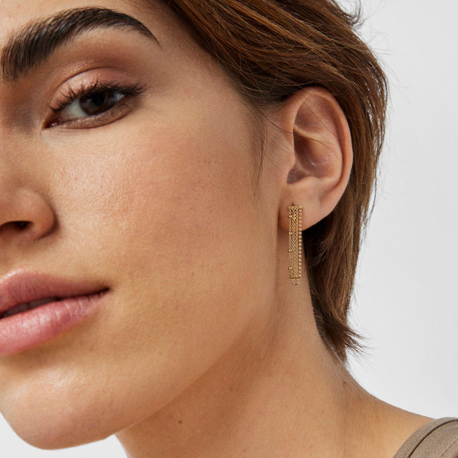 Pendientes de oro con cuatro cadenas Cool Joy-5