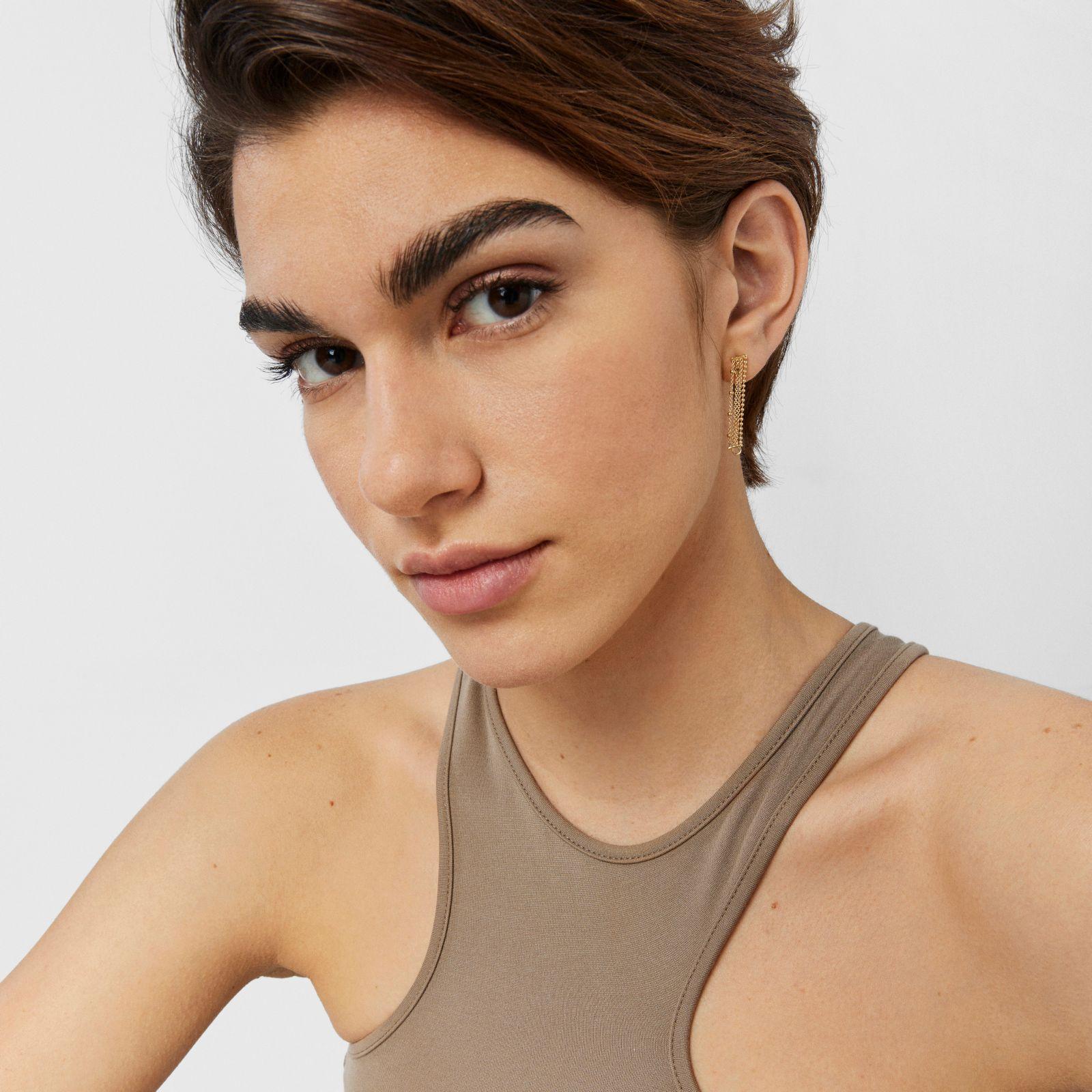 Pendientes de oro con cuatro cadenas Cool Joy-7