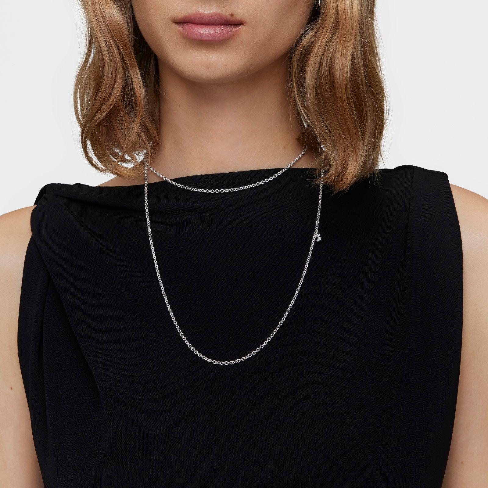 Collar largo de plata con anillas redondas Bold Bear-4