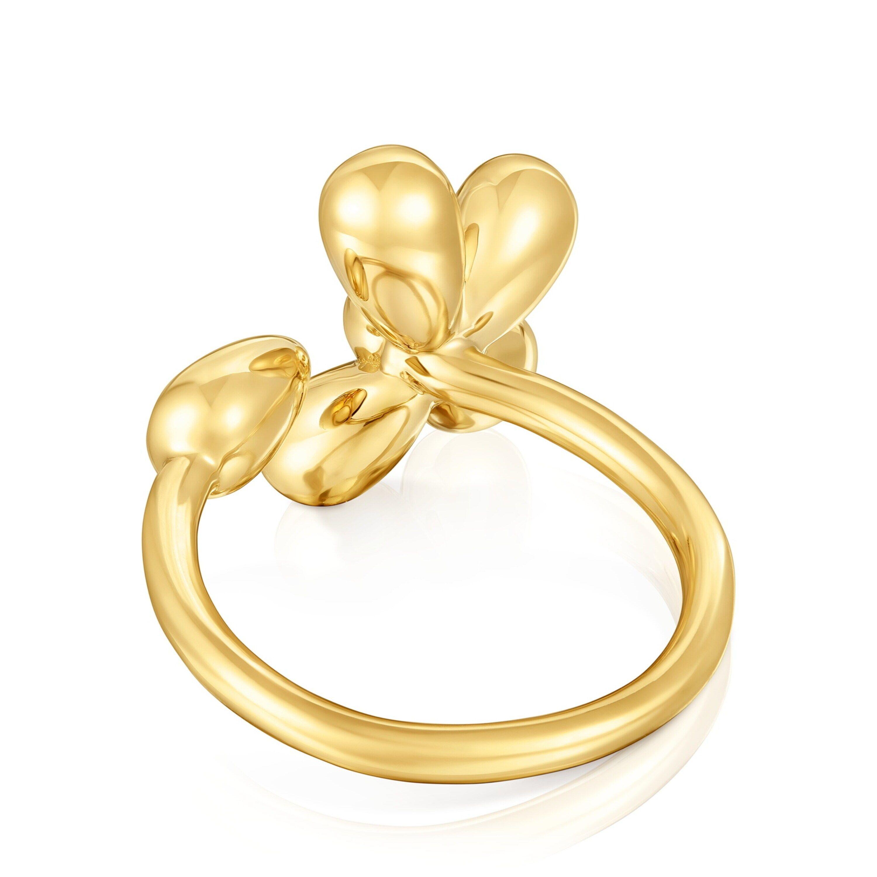 Anillo abierto con baño de oro de 18 kt sobre plata Daisy-2