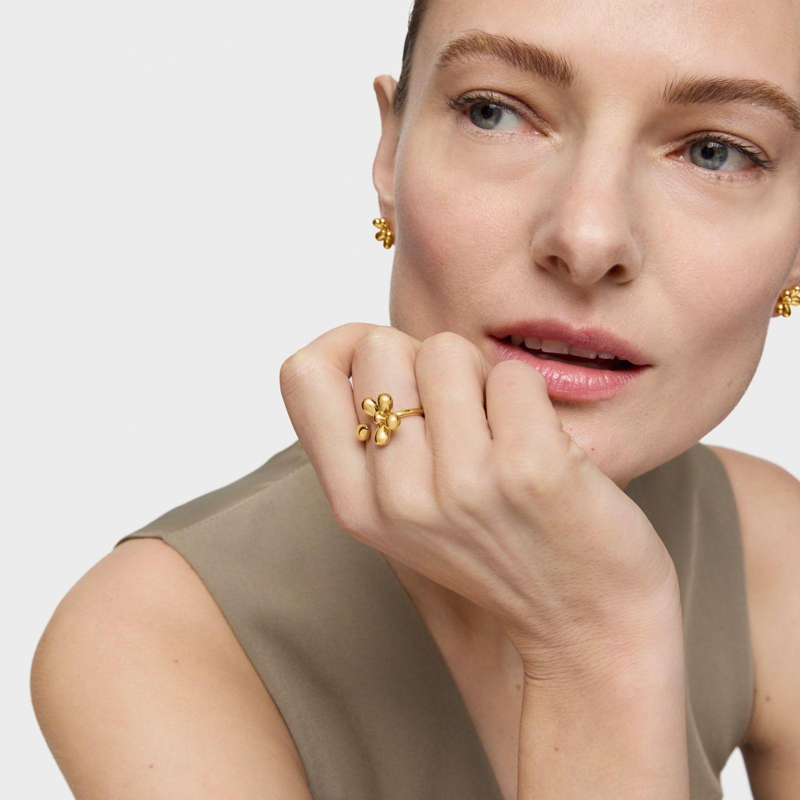 Anillo abierto con baño de oro de 18 kt sobre plata Daisy-3