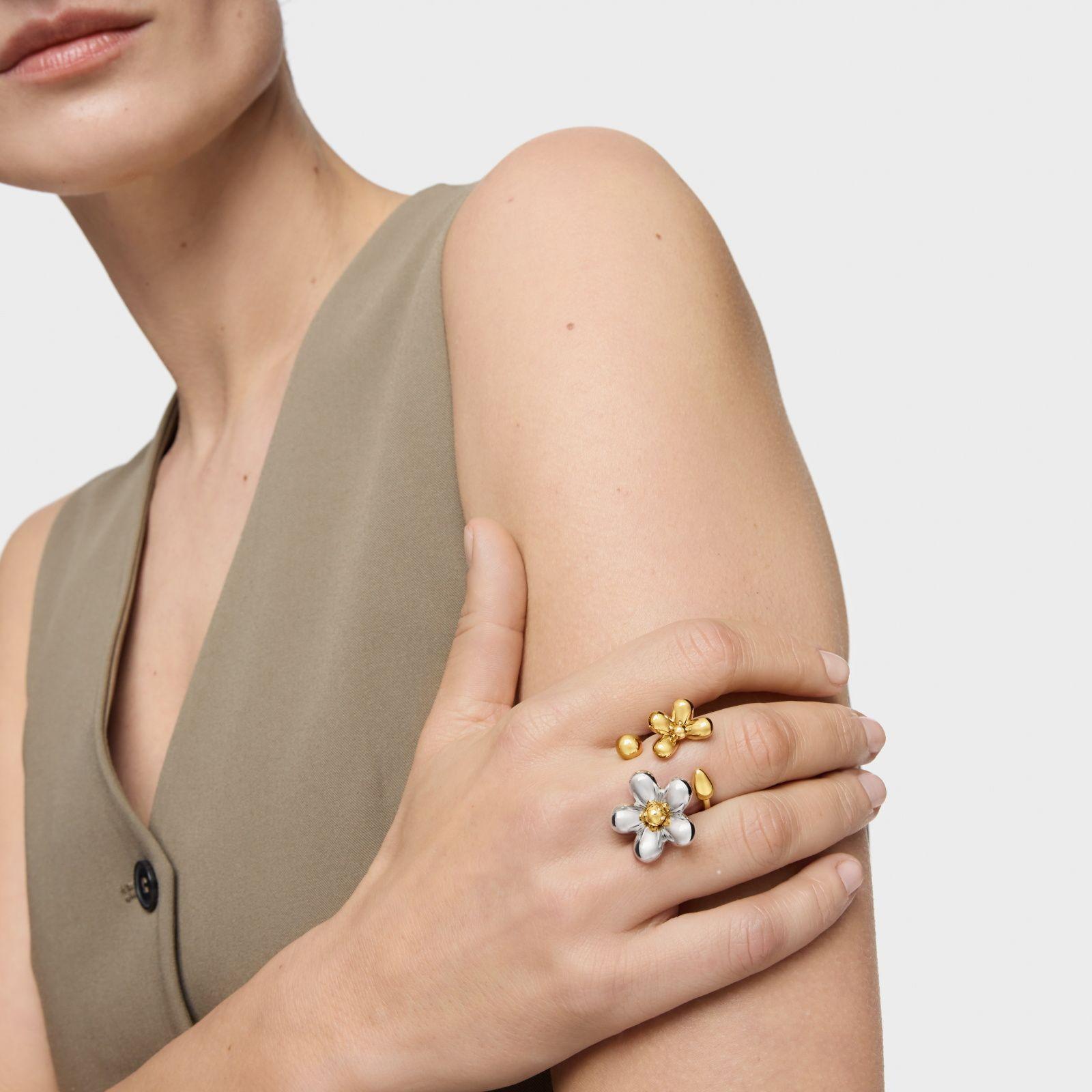 Anillo abierto con baño de oro de 18 kt sobre plata Daisy-4