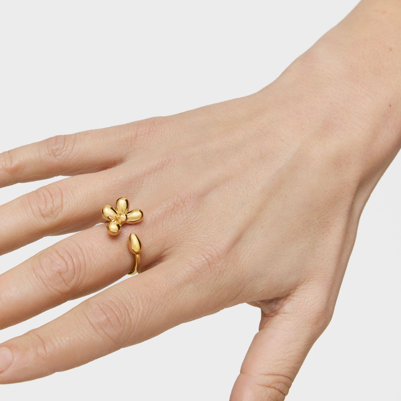 Anillo abierto con baño de oro de 18 kt sobre plata Daisy-5