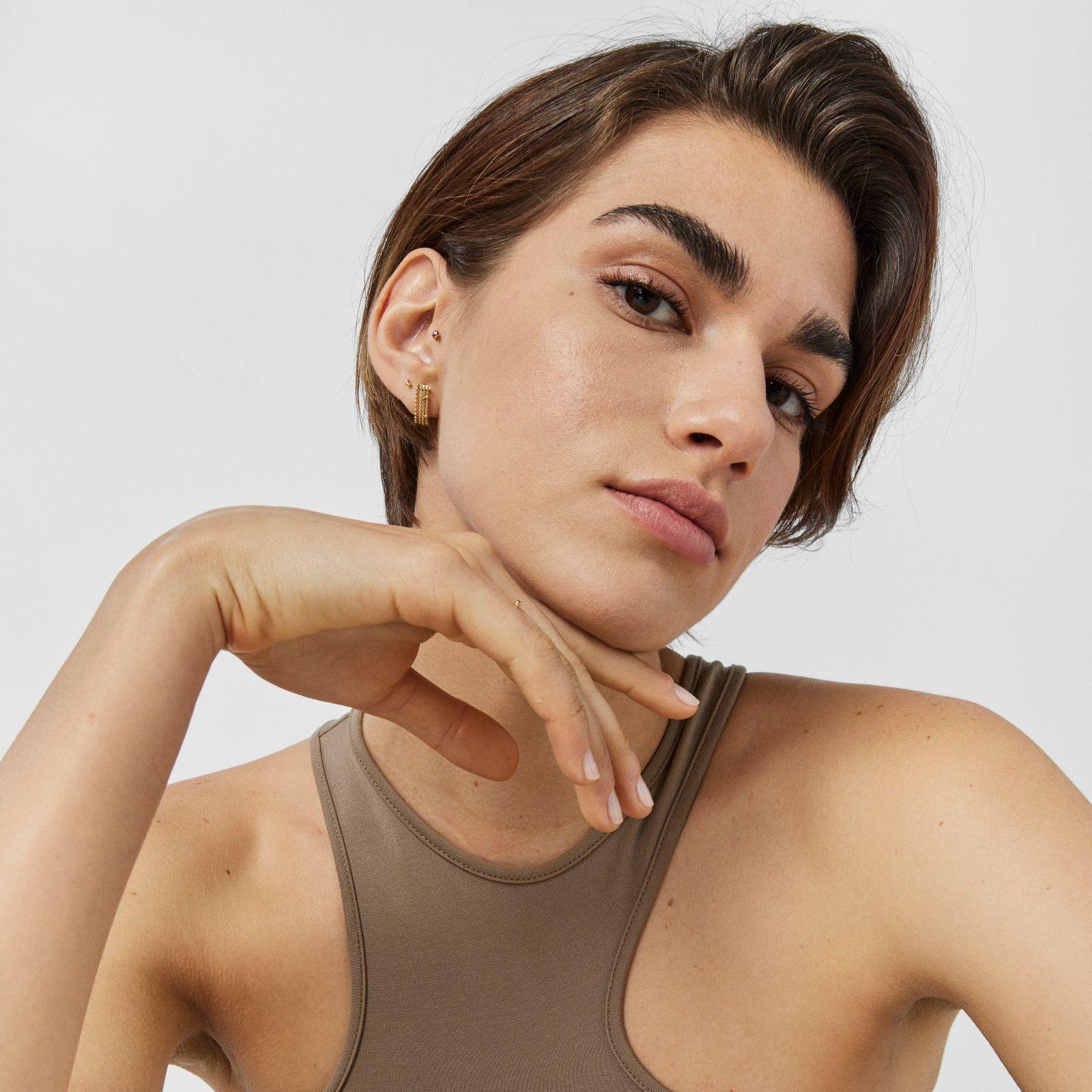 Piercing de oreja de oro con rodolita Cool Joy-0