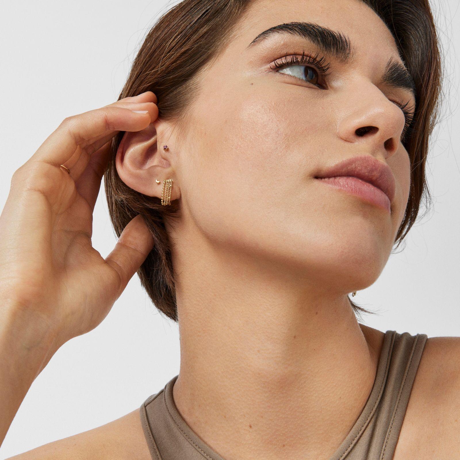 Piercing de oreja de oro con rodolita Cool Joy-2