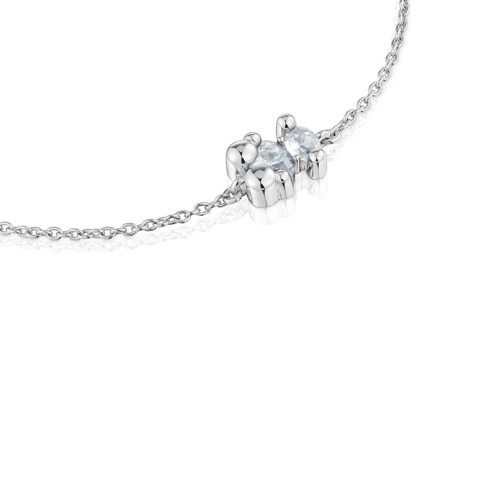 Pulsera oso de plata y cuarzo cristal de roca Color Bear-2