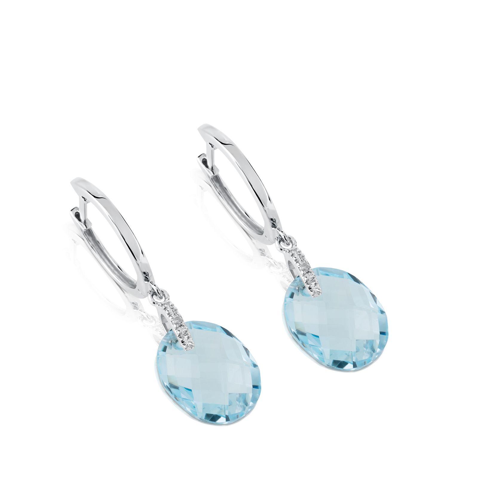 Aros Color Kings de Oro blanco con Diamantes y Topacio-3