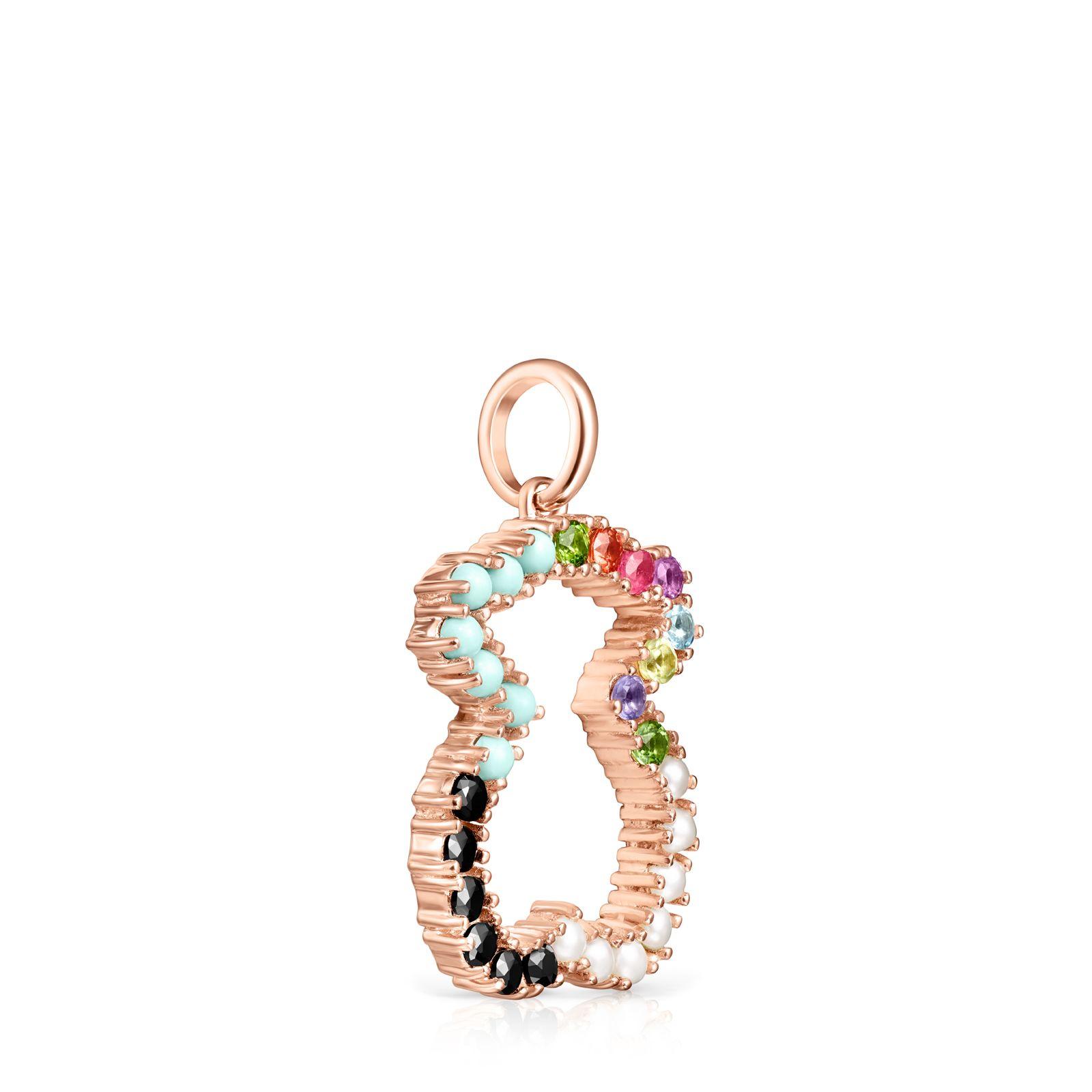 Colgante Tous Straight oso de Plata Vermeil rosa con Gemas-1