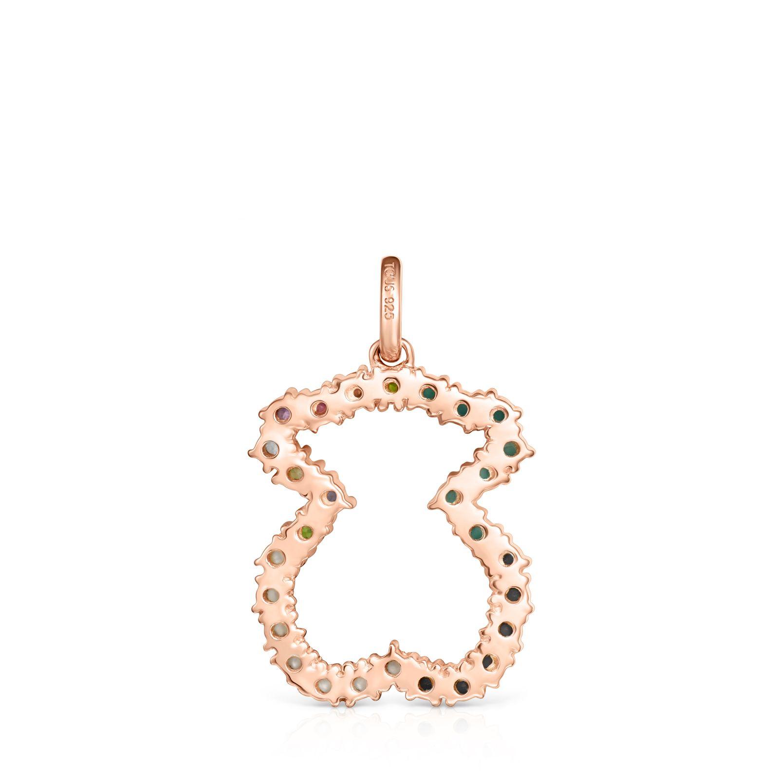 Colgante Tous Straight oso de Plata Vermeil rosa con Gemas-2