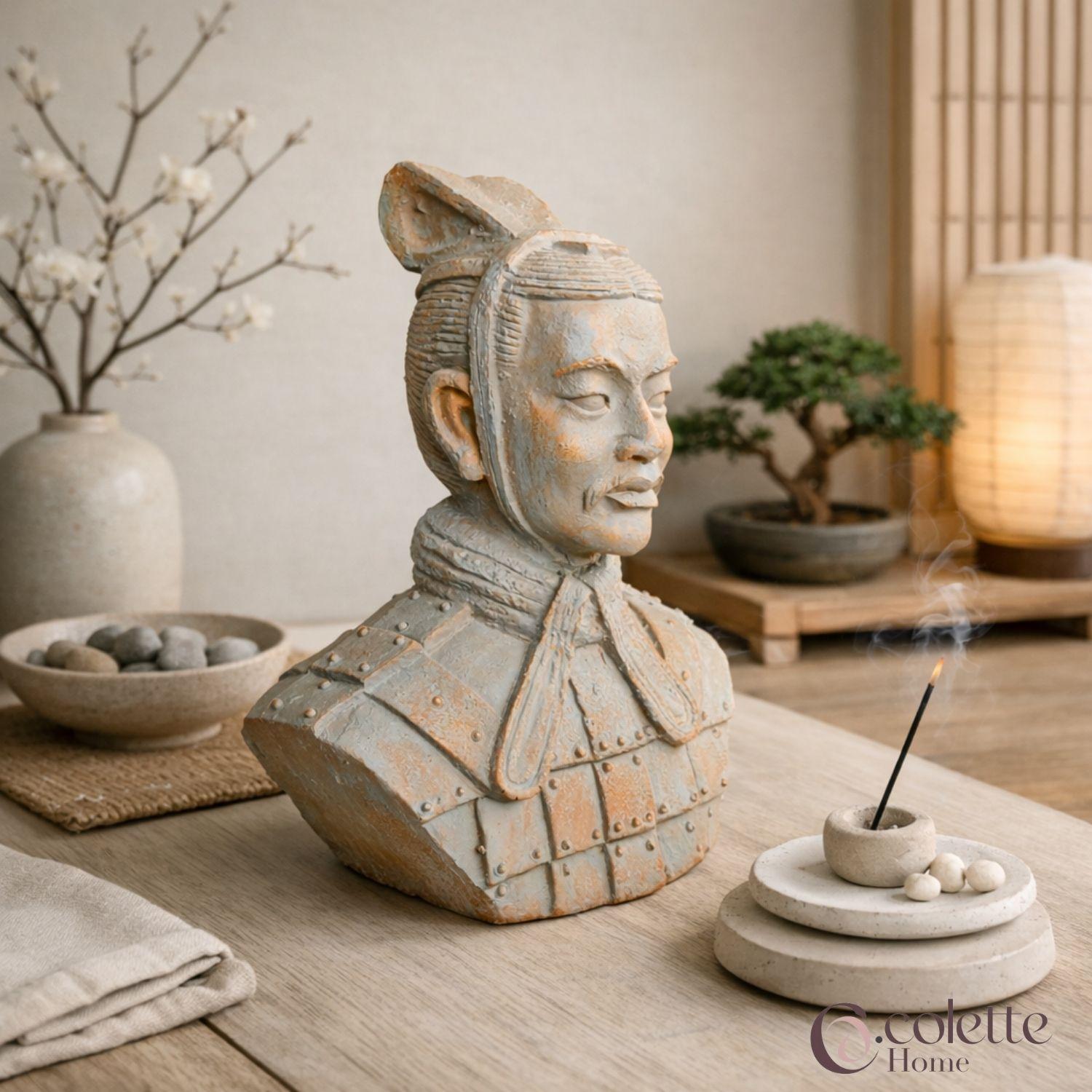 Figura Decorativa  Adorno Soldado de Terracota Busto Quin-2