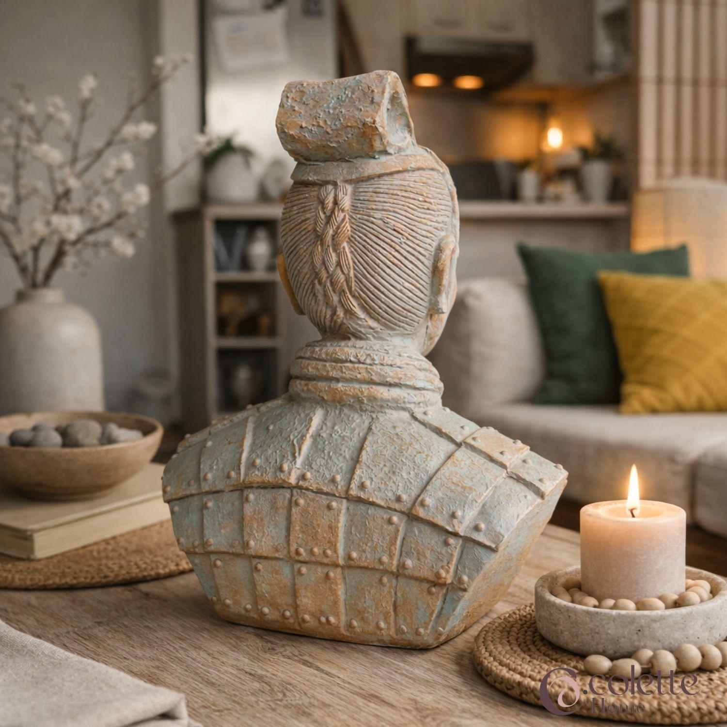 Figura Decorativa  Adorno Soldado de Terracota Busto Quin-3