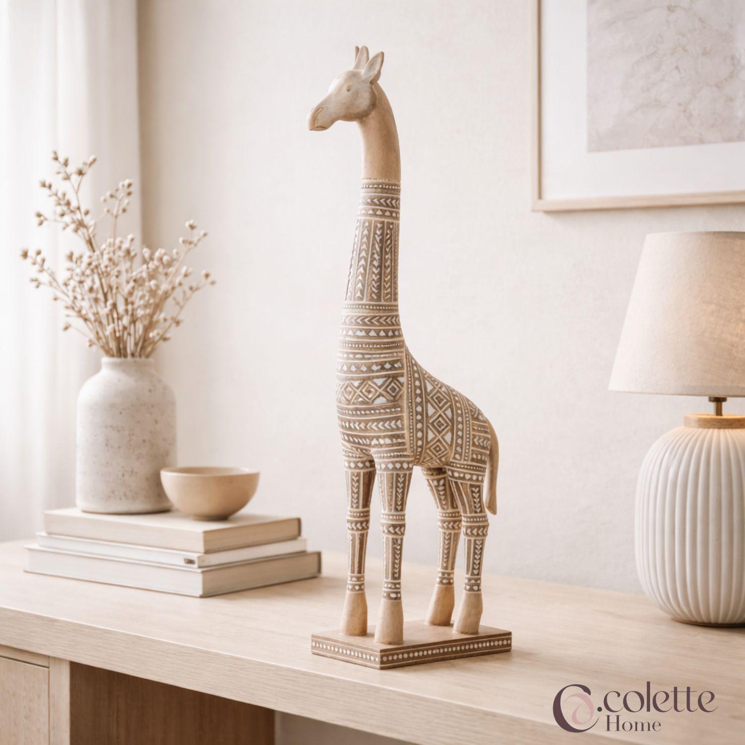 Figura Decorativa Adorno Jirafa  Zareb Grande Beige/Marrón-3