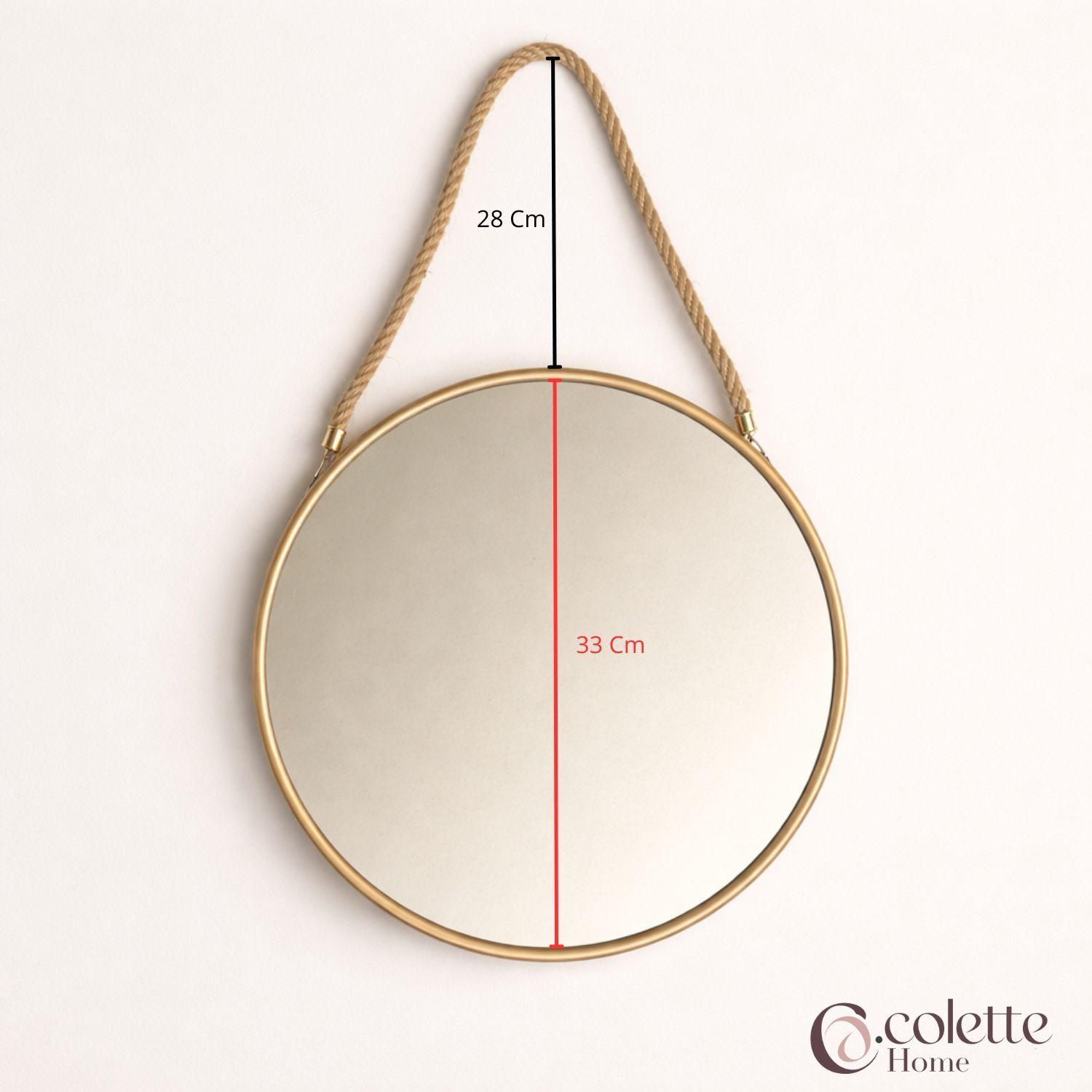 Espejo Decorativo y Funcional Circular Noruega Dorado / Yute-3