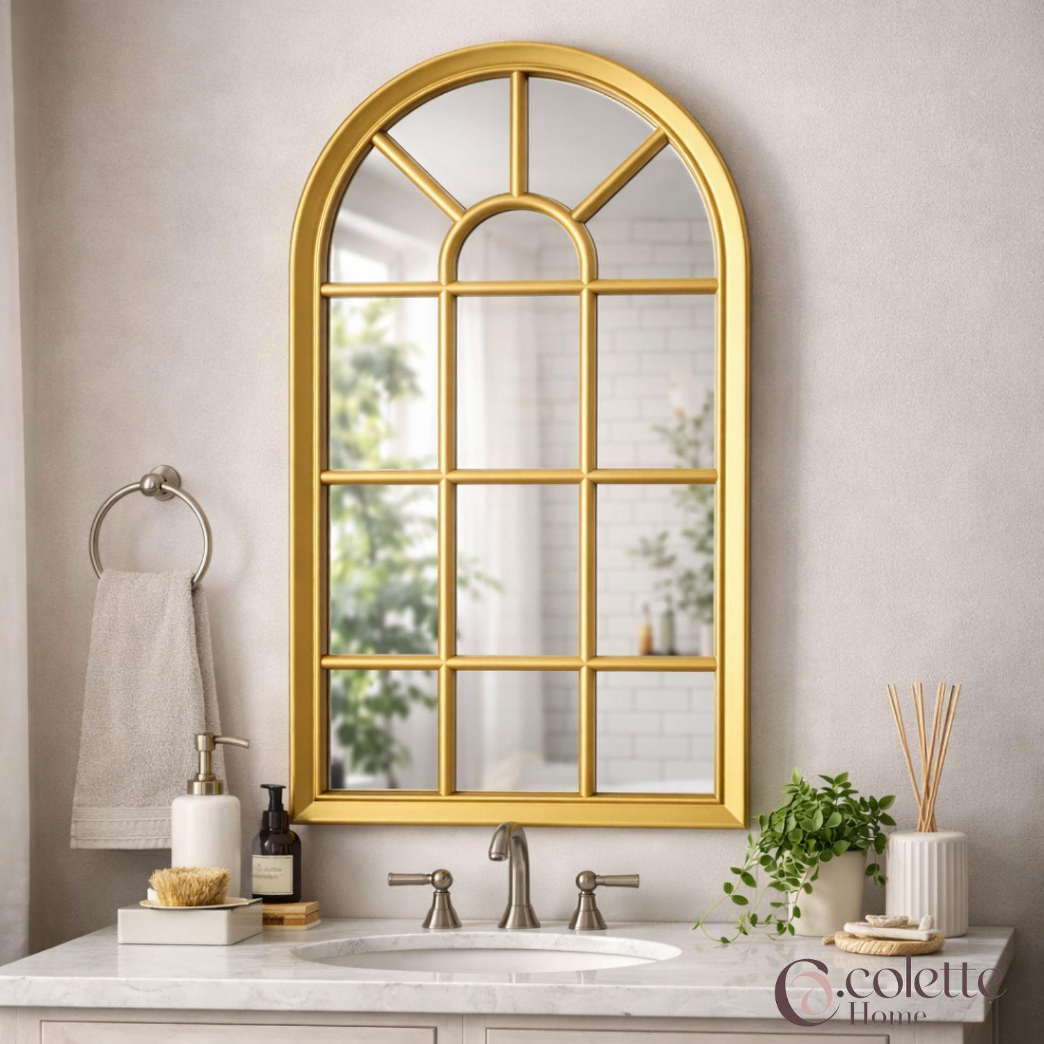 Espejo Decorativo y Funcional Tipo Ventana Farmhouse Dorado-3