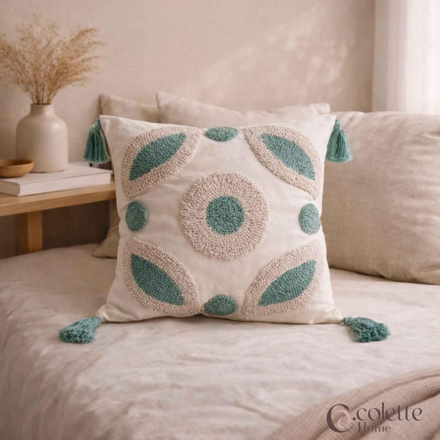 Funda de Cojín 45 x 45 Boho Marroquí hojas Geo-1