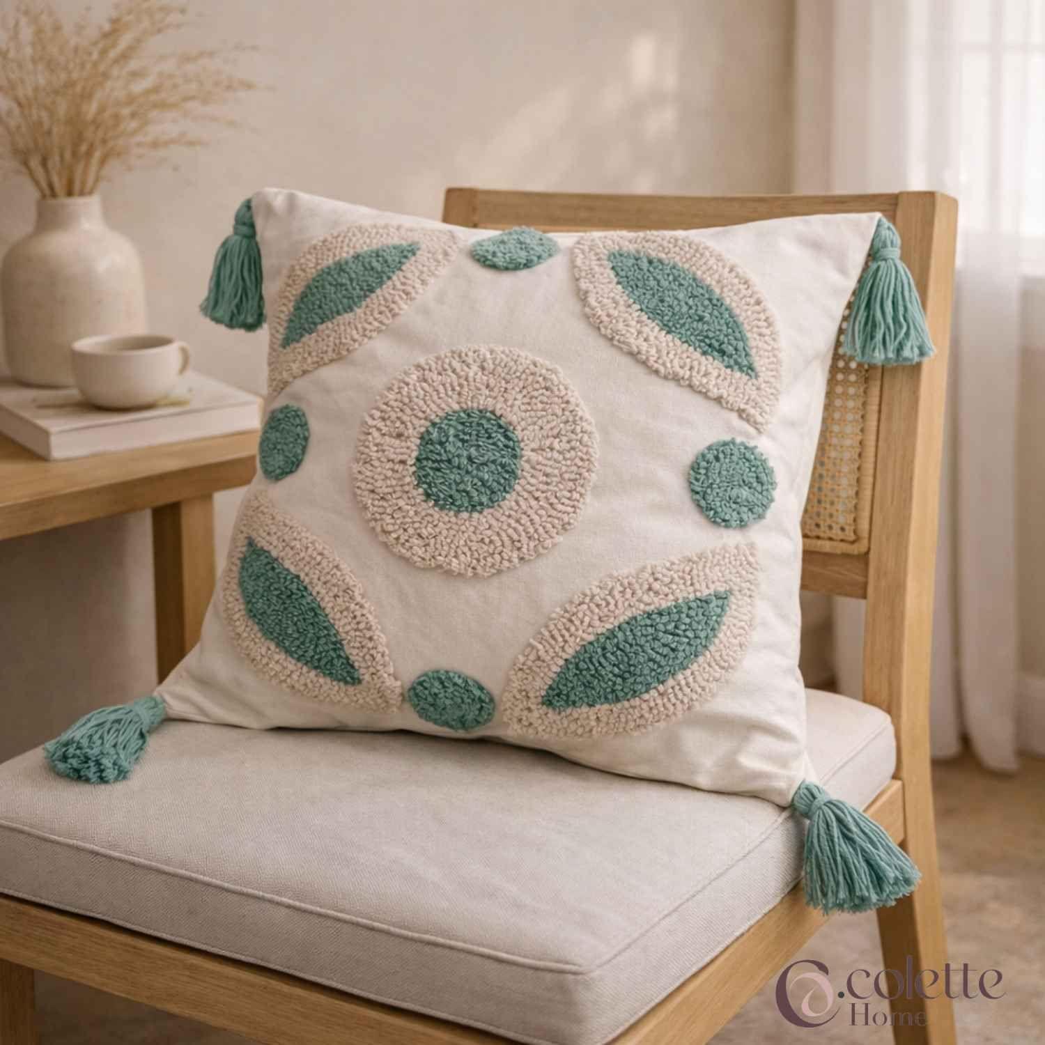 Funda de Cojín 45 x 45 Boho Marroquí hojas Geo-3