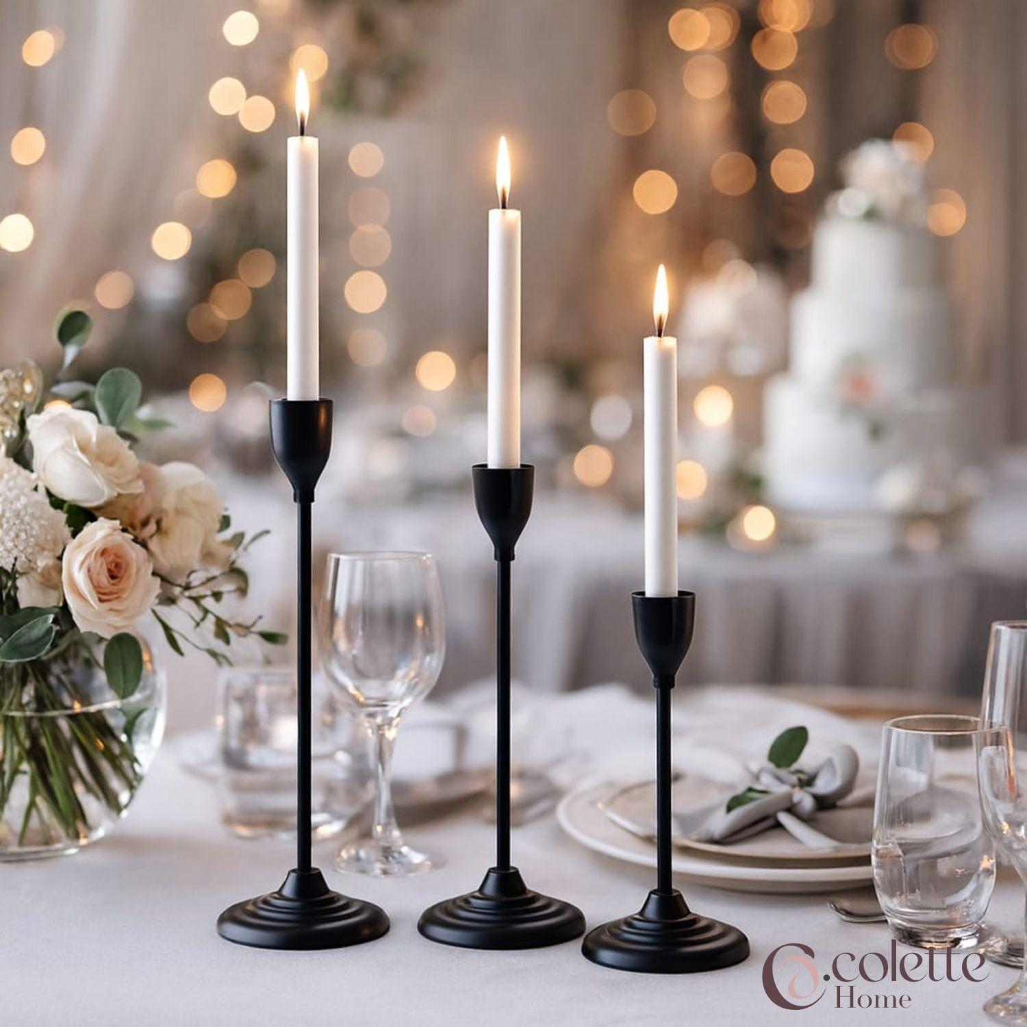 Set de Porta Velas Candelabro Elegante Negro Creta-2