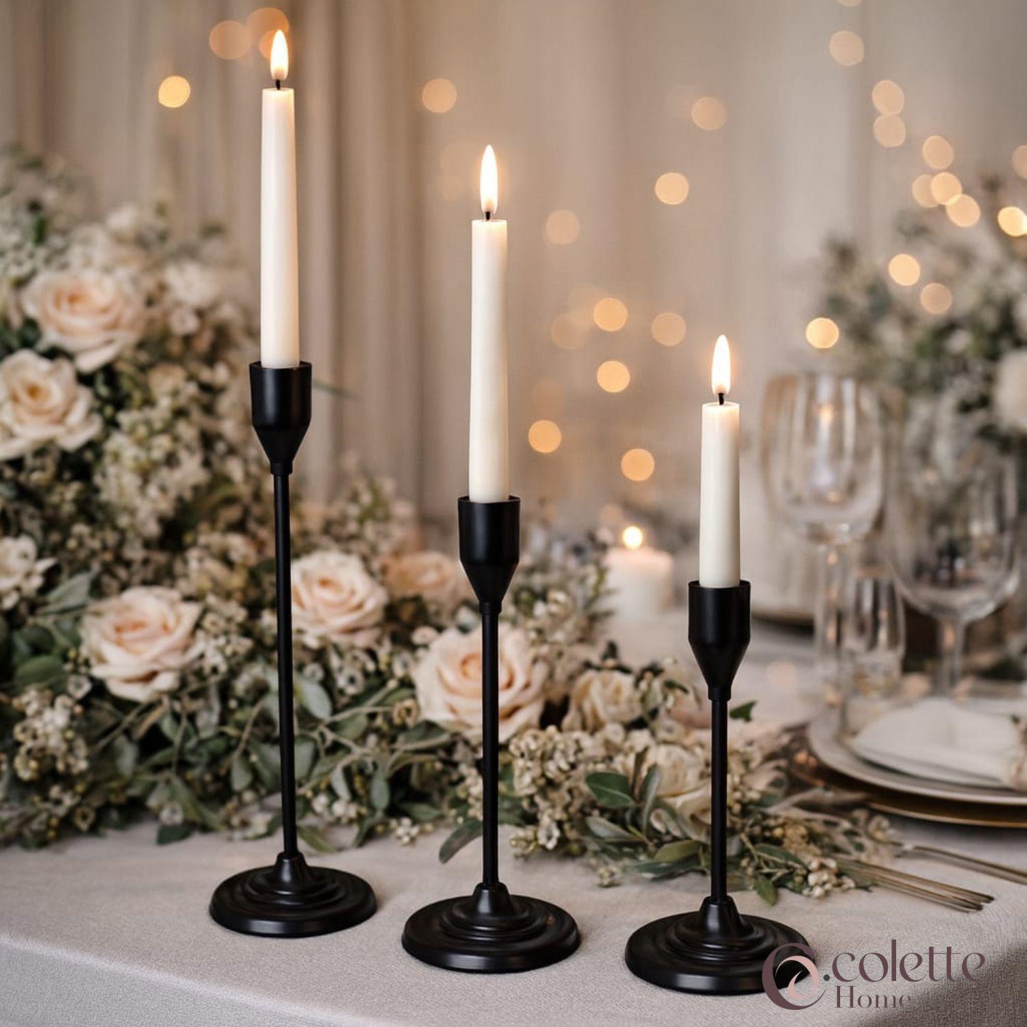 Set de Porta Velas Candelabro Elegante Negro Creta-3