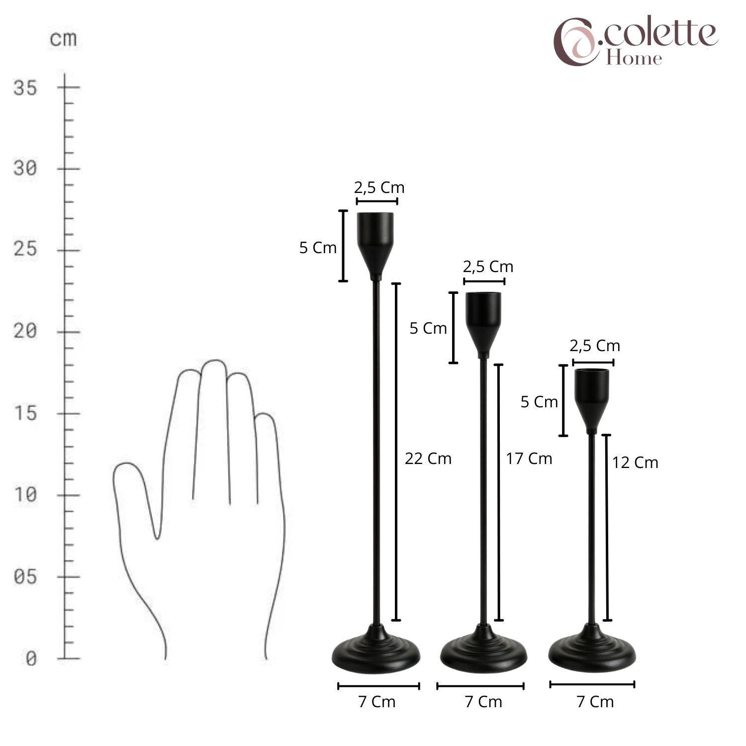 Set de Porta Velas Candelabro Elegante Negro Creta-4