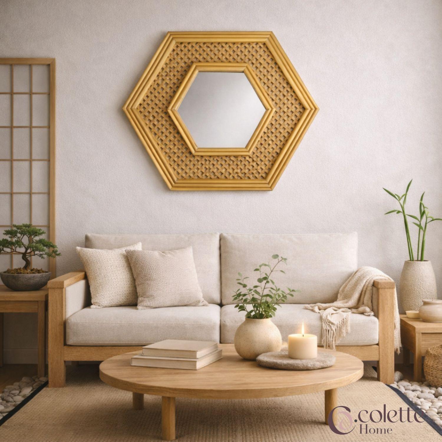 Espejo Decorativo y Funcional Símil Madera  Boho Natural-3