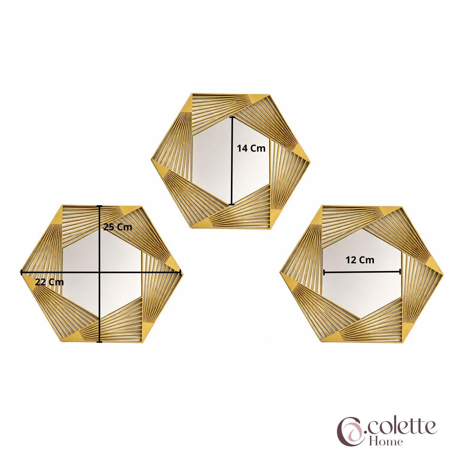 Set de Espejos Elegantes Decorativos y Funcionales  Hexa Dorado-4