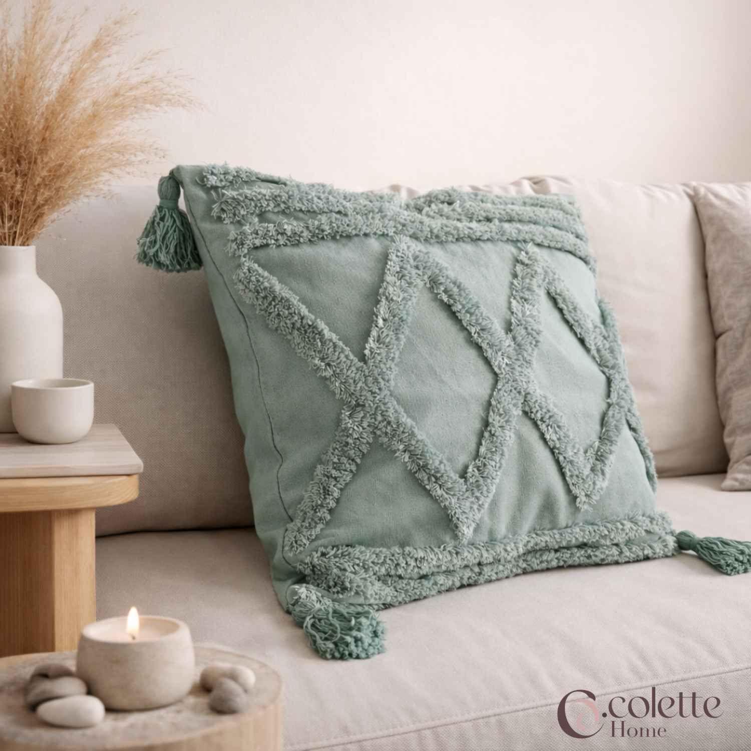Funda De Cojín 45 x 45 Boho Menta-2