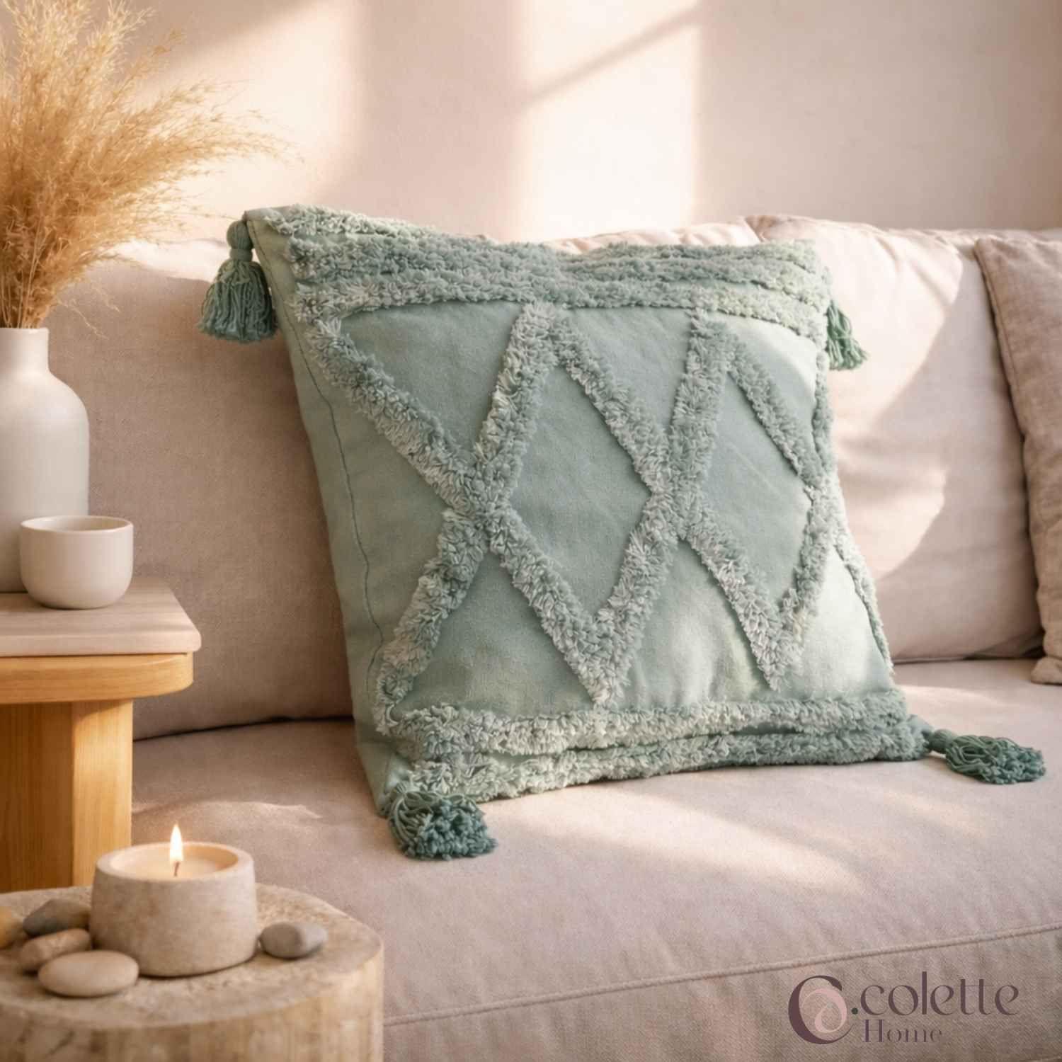 Funda De Cojín 45 x 45 Boho Menta-3