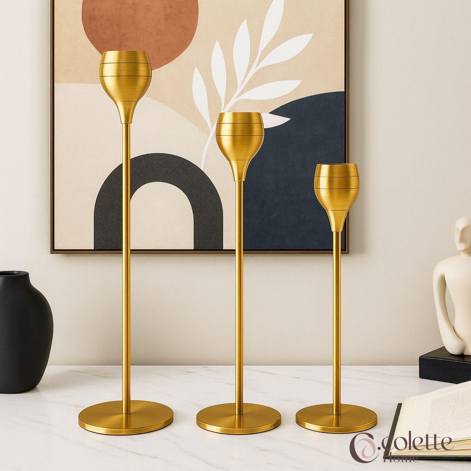 Set de Porta Velas Candelabro Premium Versalles Dorado -2